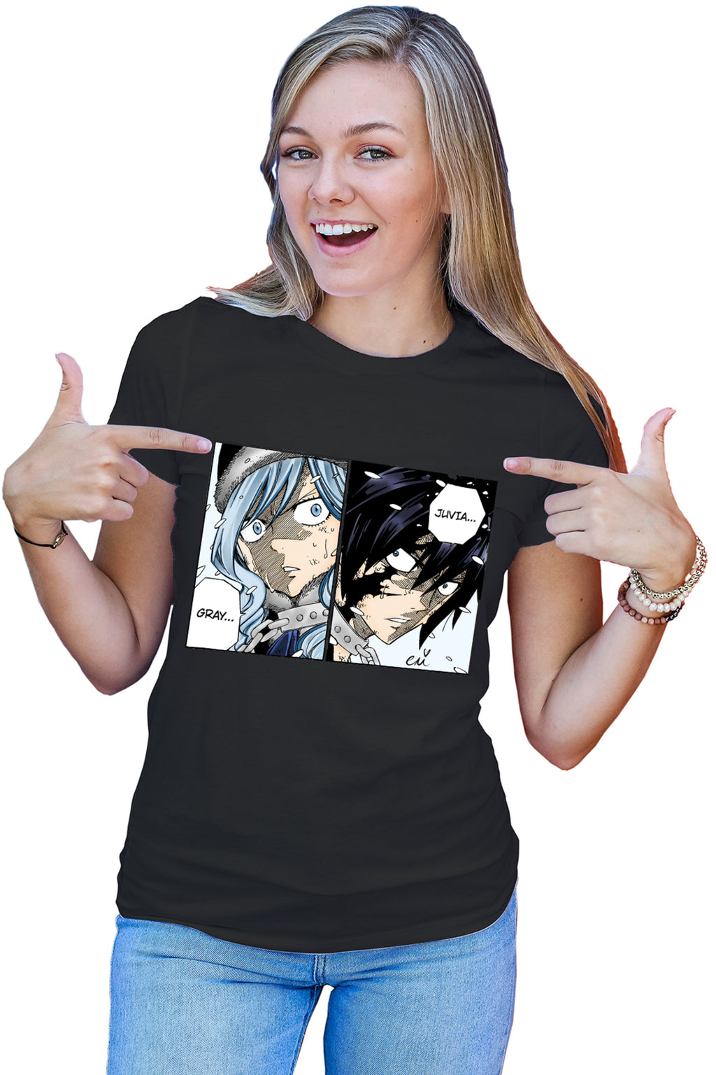 Tricou dama Fairy Tail Otaku Manga Gray