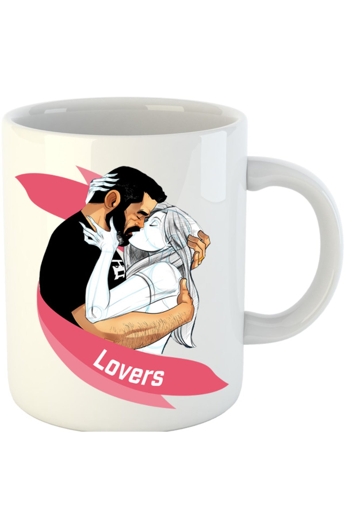 Cana NFT XOXO Lovers Kiss Hug Kind Pencil Sketch, alba, 330 ml