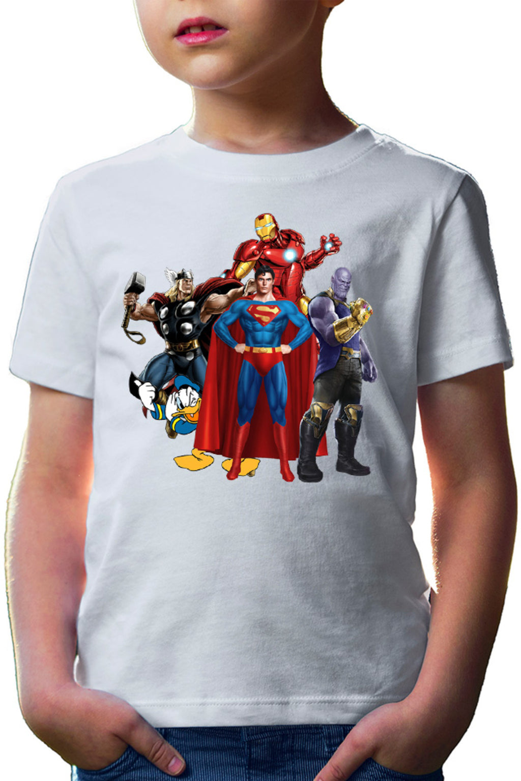 Tricou copii Thor Donald Duck Superman Ironman Thanos Villian Hero Cool