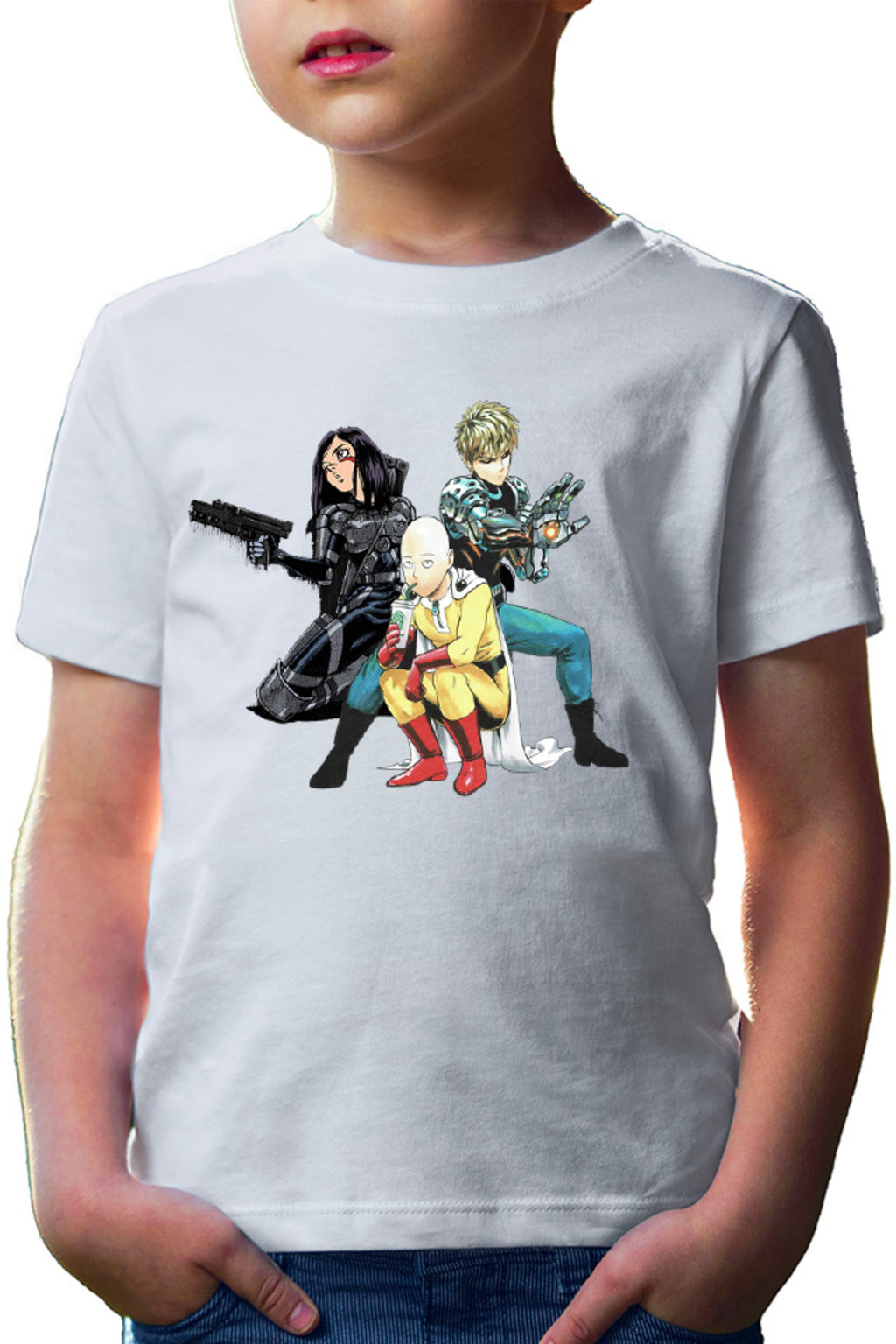 Tricou copii Battle Angel Alita Gally Saitama Genos Trio Fight
