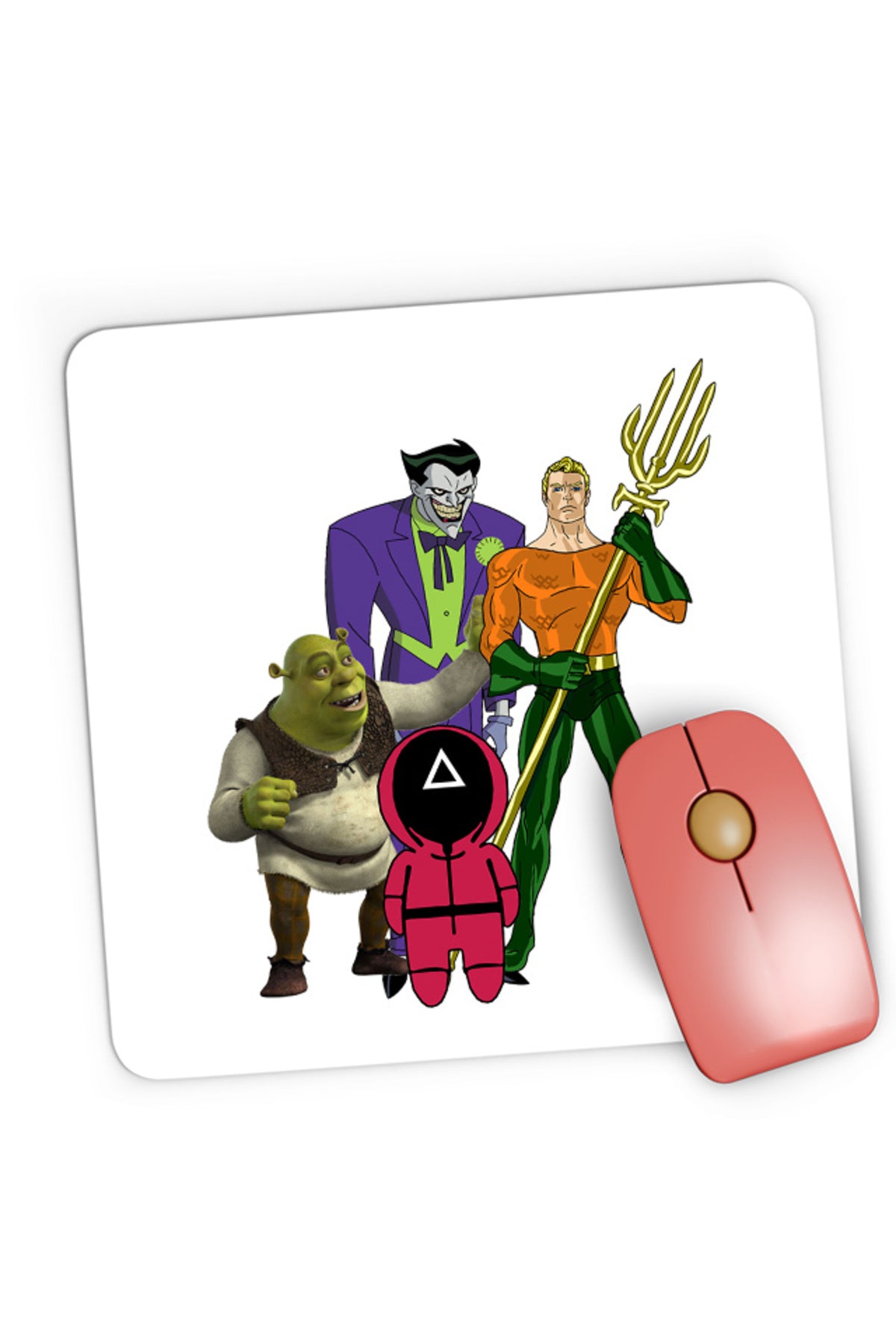 Mousepad Gaming Aquaman Squid Games Shrek Joker Comics Batman Marvel, 21x19 cm