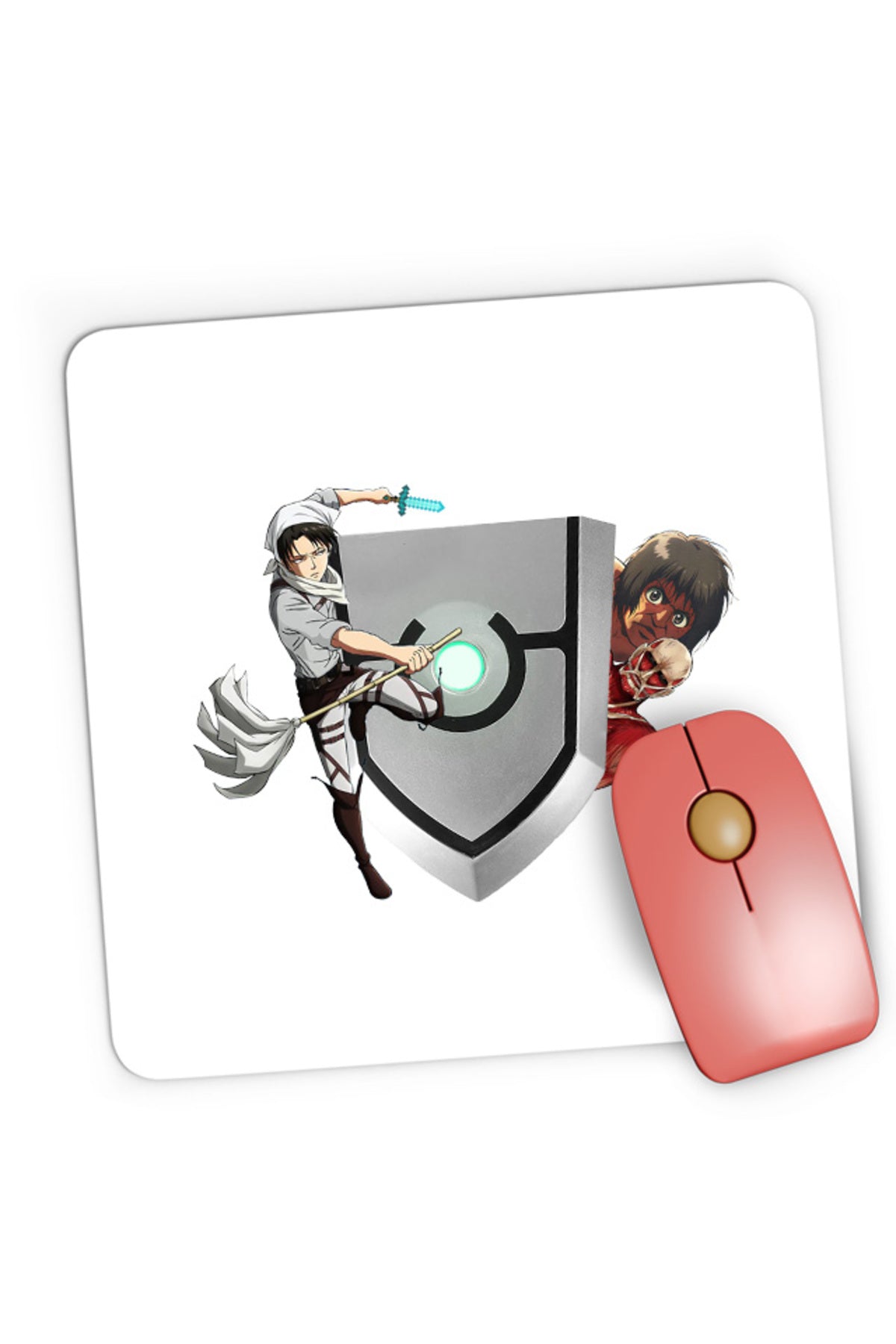 Mousepad Gaming Rising of the Shield Hero Levi Attack on Titan Collosal Clean Naofumi, 21x19 cm