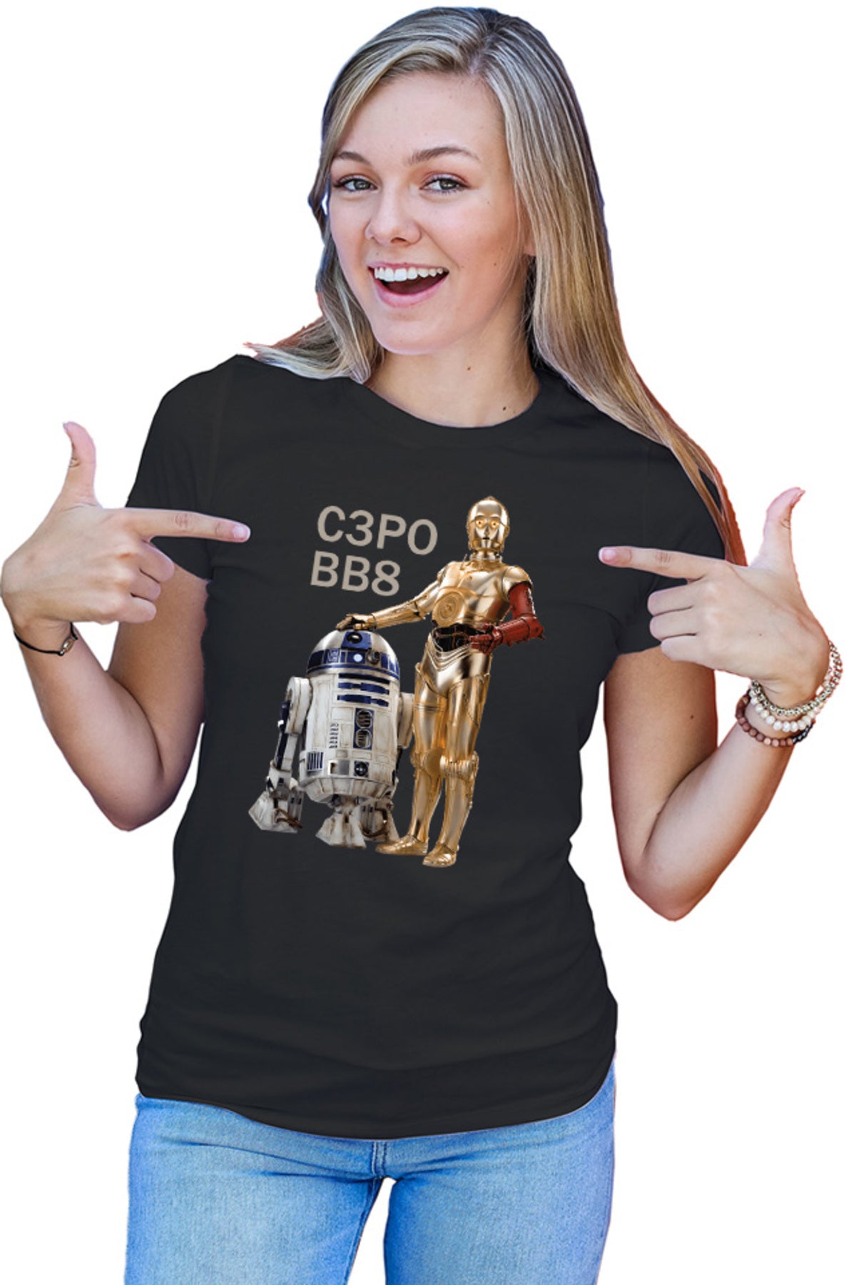 Tricou dama Star Wars Robots BB8 S3PO Droid