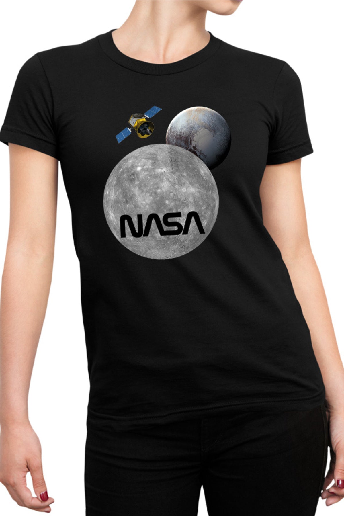 Tricou dama NASA Moon Pluto Space Ship