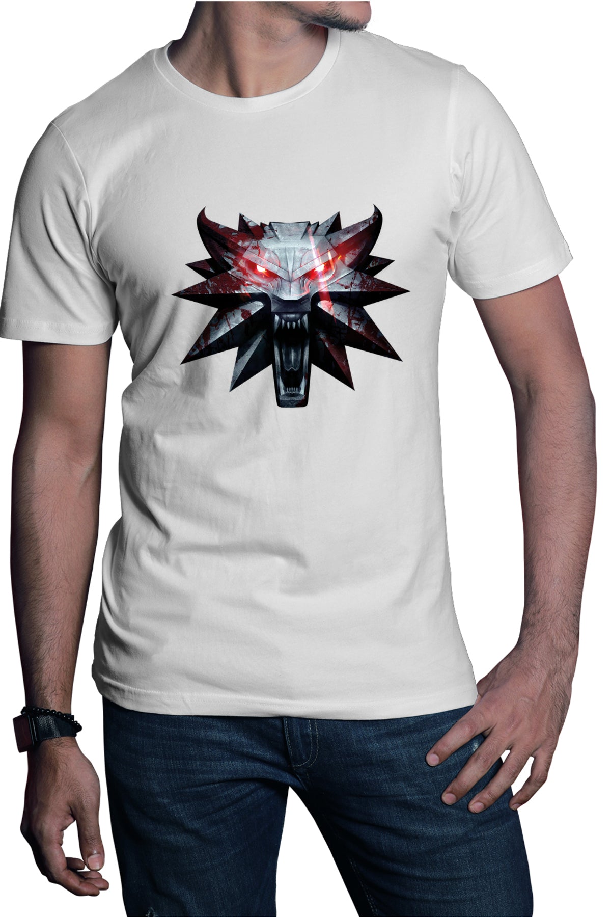 Tricou barbati The Witcher Hunter Video Card Game Wolf Shadow