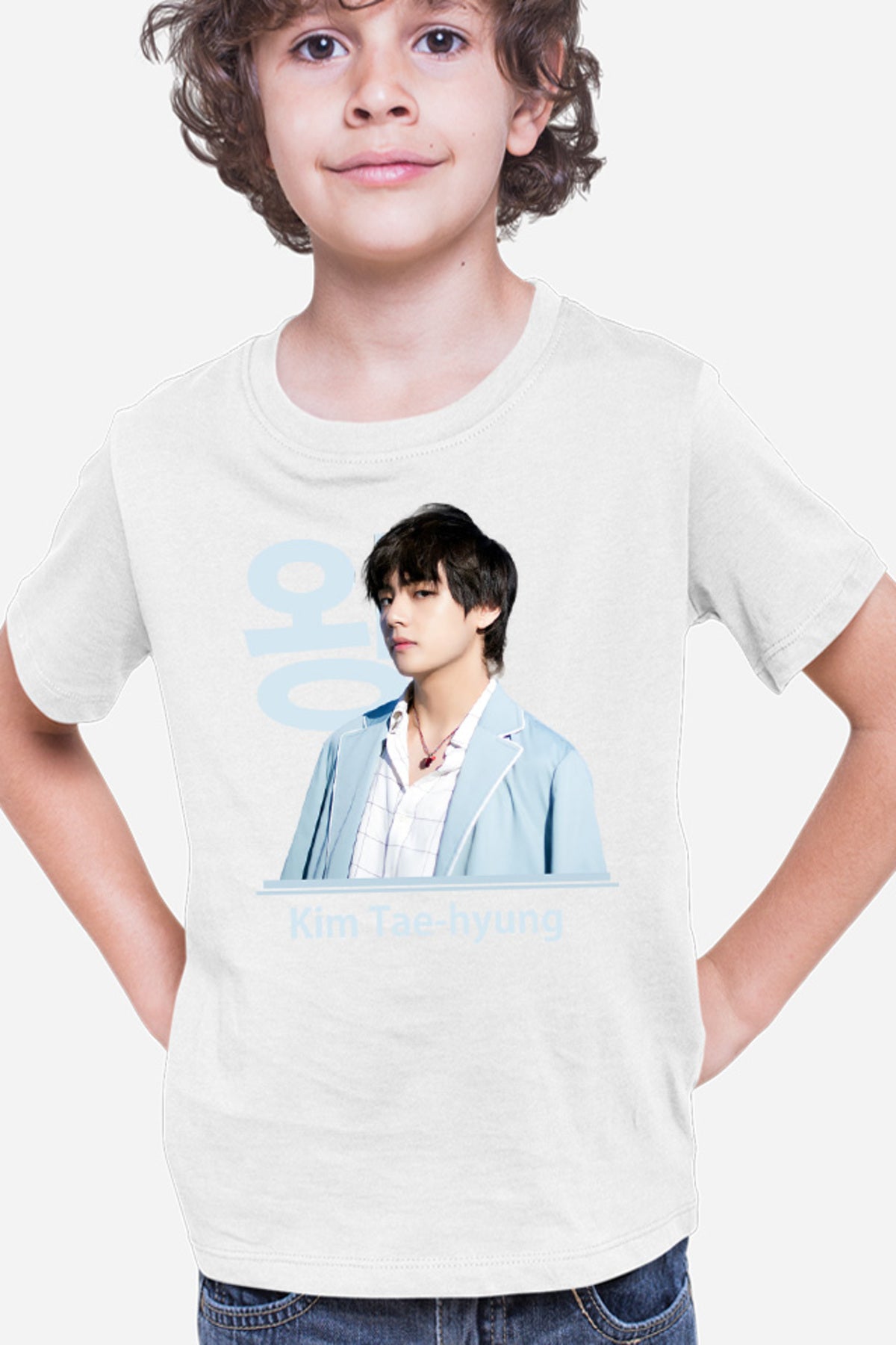Tricou copii BTS V Tae Hyung King Vocals Heart Korean Model