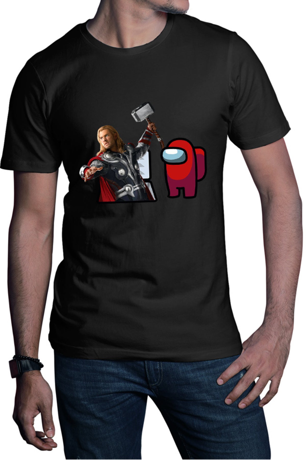 Tricou barbati Thor Among Us Suspicious Vent Hammer Gameplay Puzzle