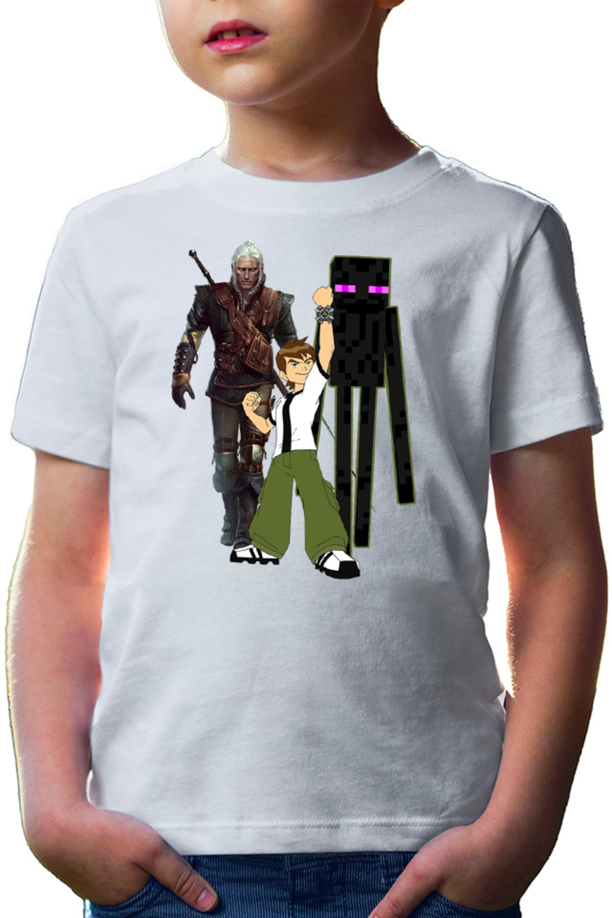 Tricou copii Ben 10 Watch Minecraft Enderman Witcher Gerald Sword