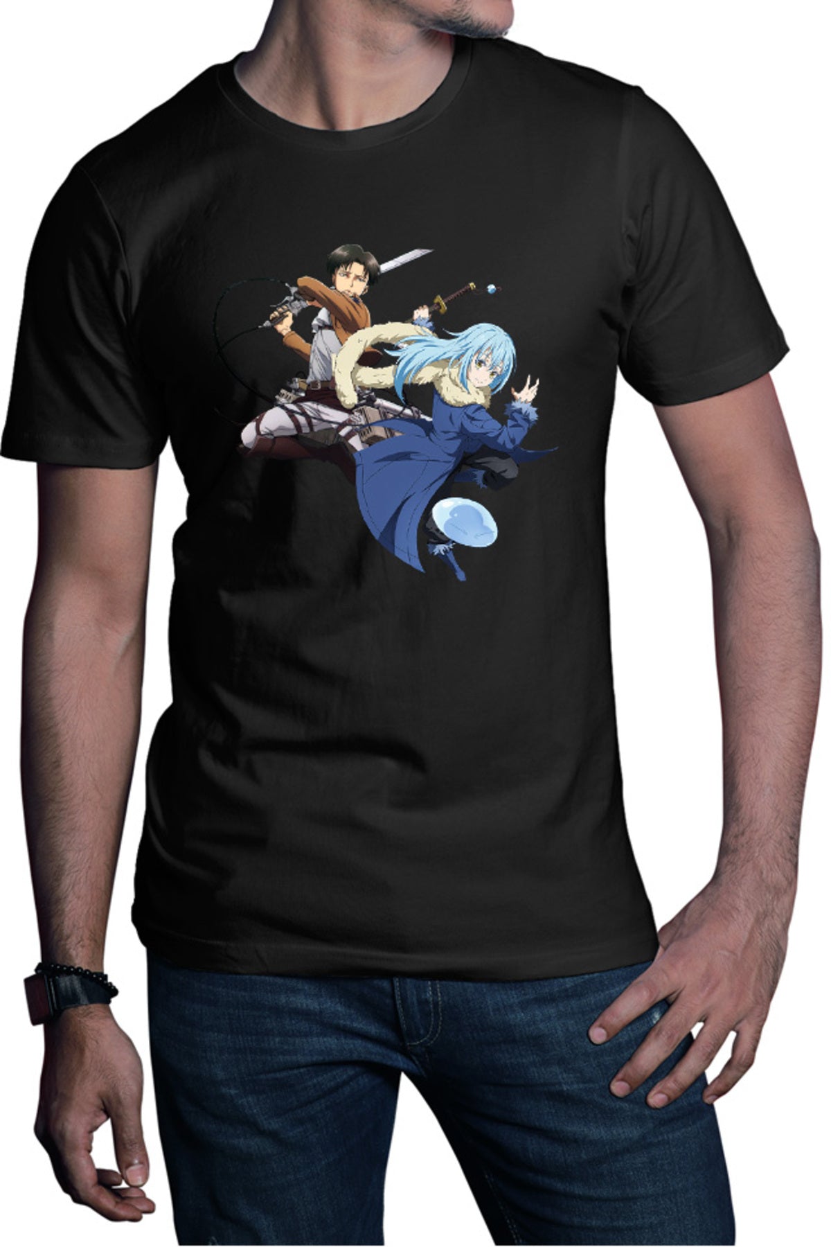 Tricou barbati TenSura Slime Isekai Rinmuru Levi Attack on Titan