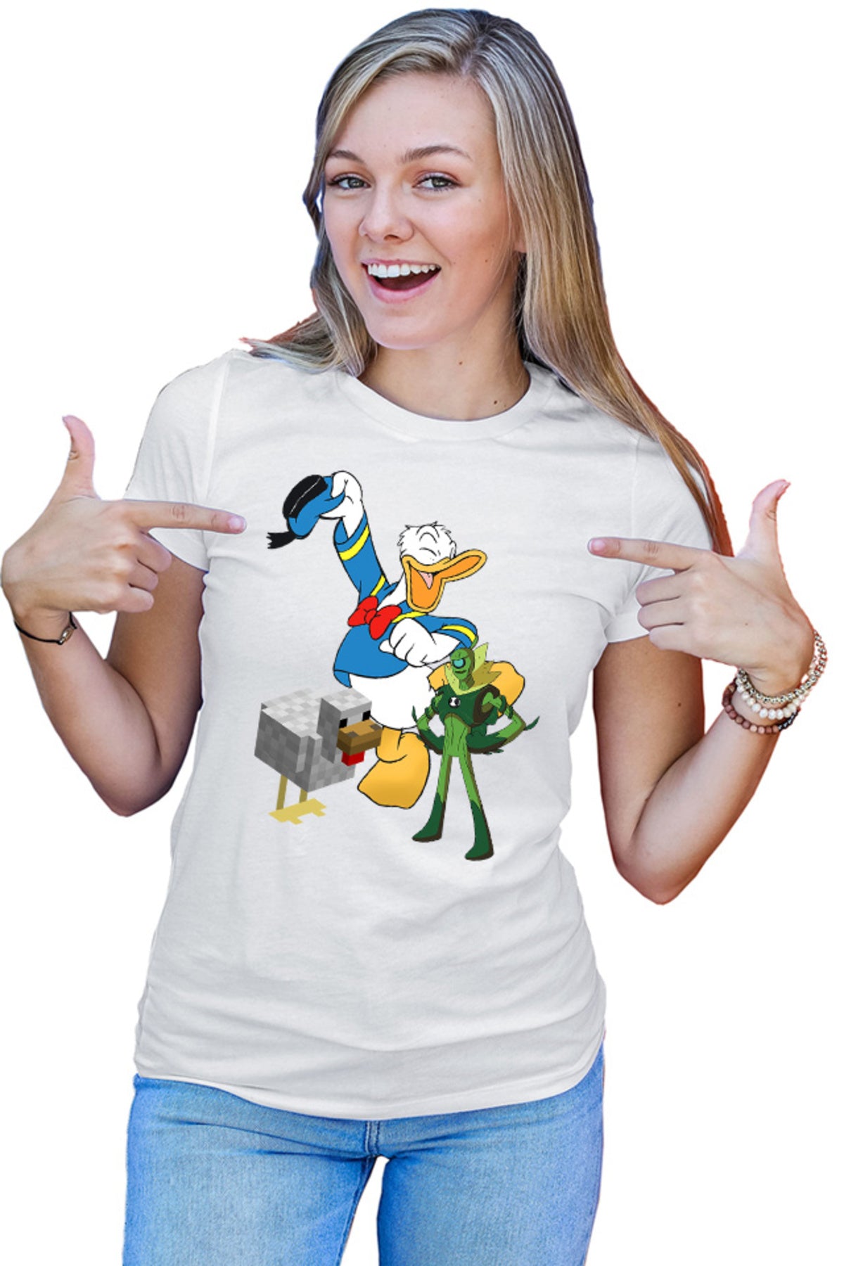 Tricou dama Donald Duck Minecraft Chicken Ben10 Alien Watch Pixel
