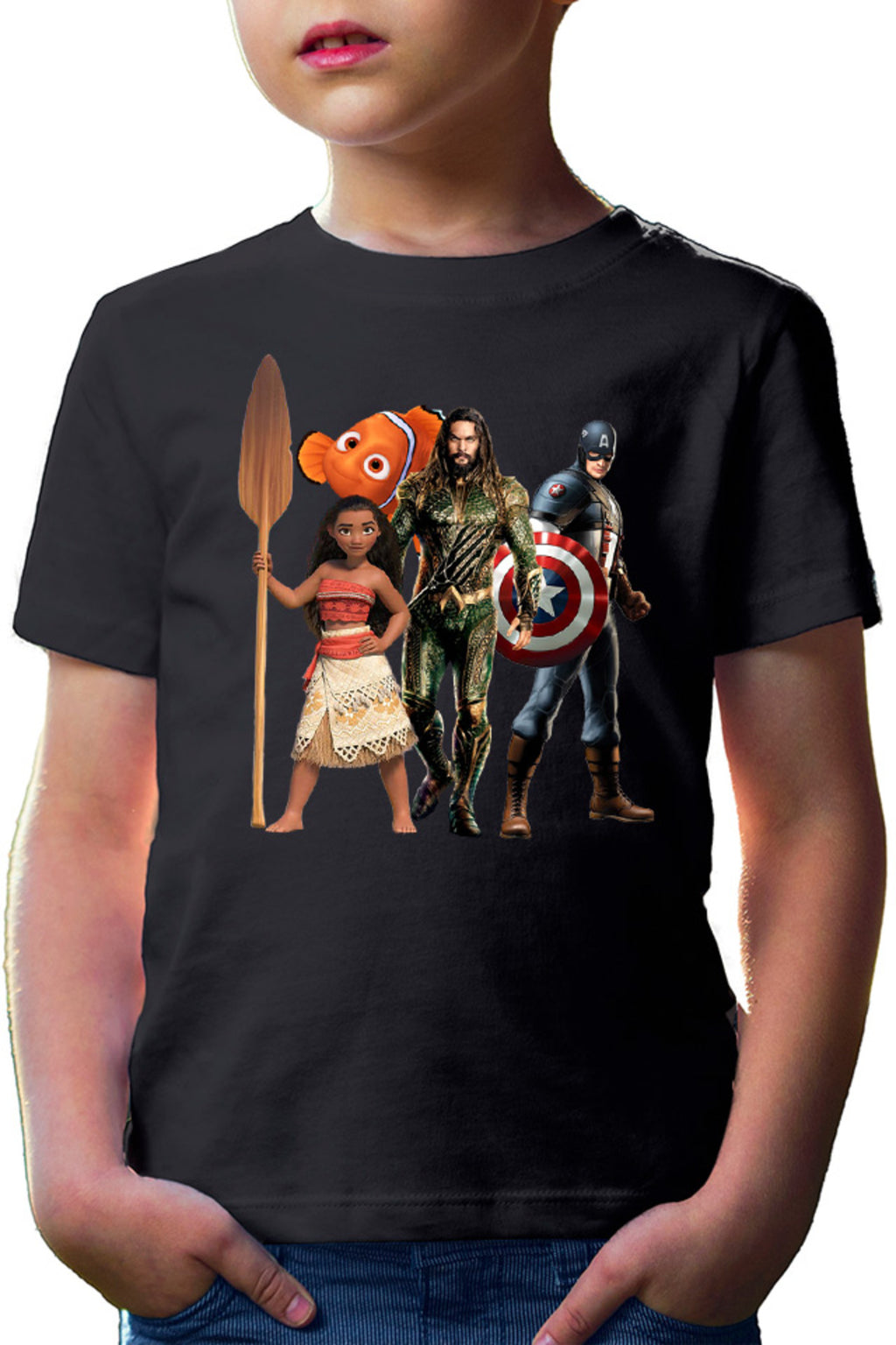 Tricou copii Aquaman Moana Destiny Captain America Nemo Fish Cut