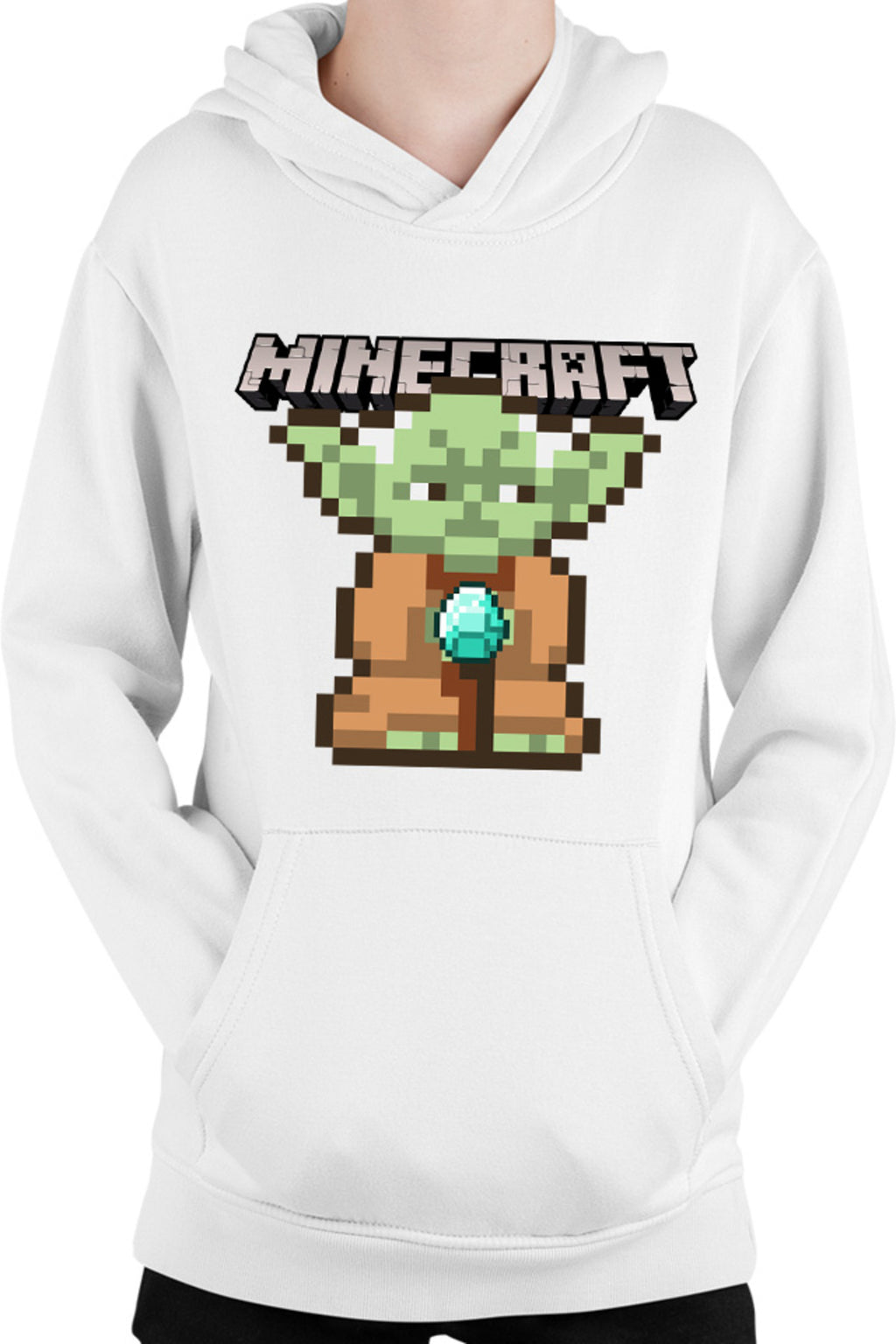 Hanorac copii Baby Yoda Minecraft Pixel Art Cute