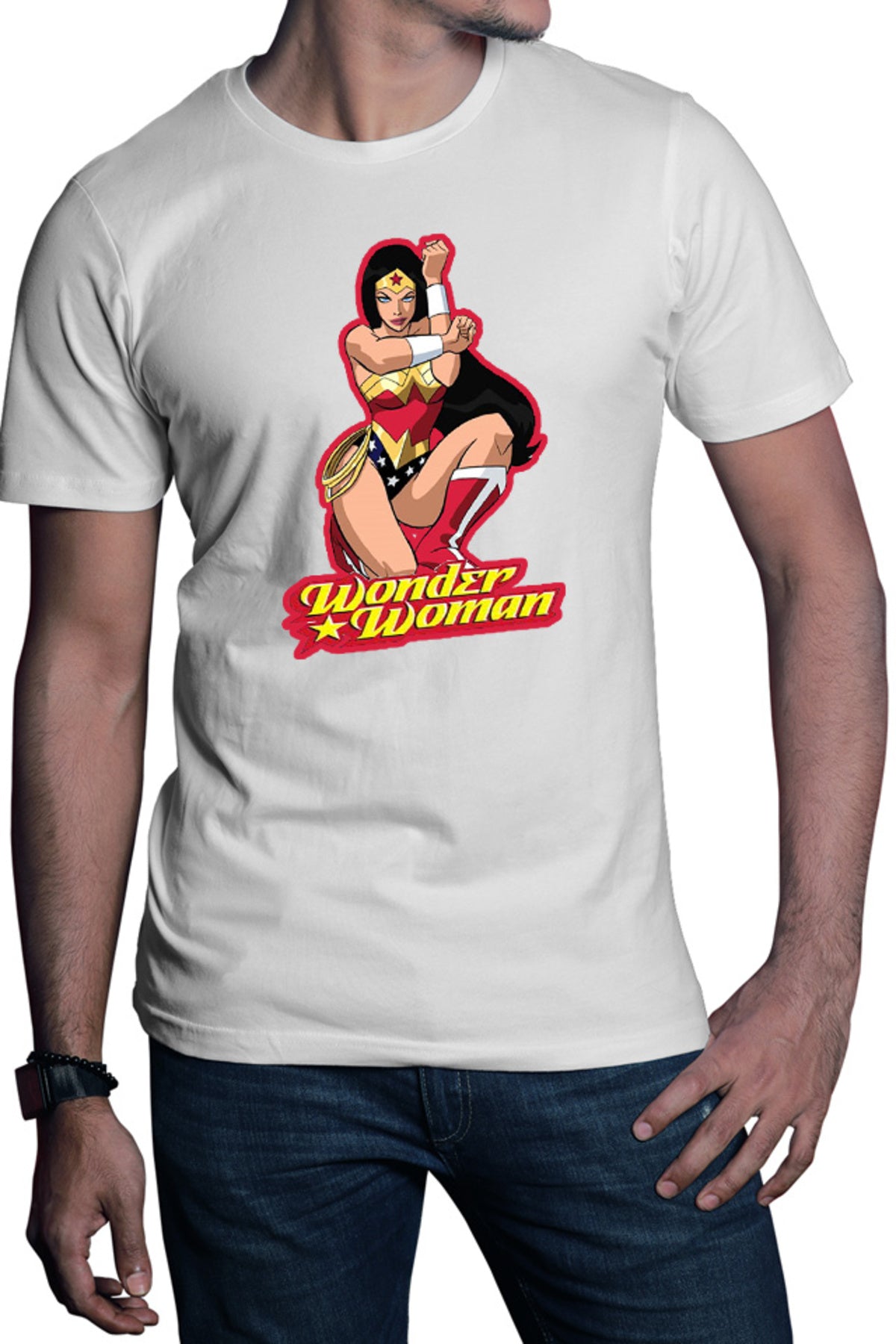 Tricou barbati Wonder Woman Red Lady Cartoon English Power Star