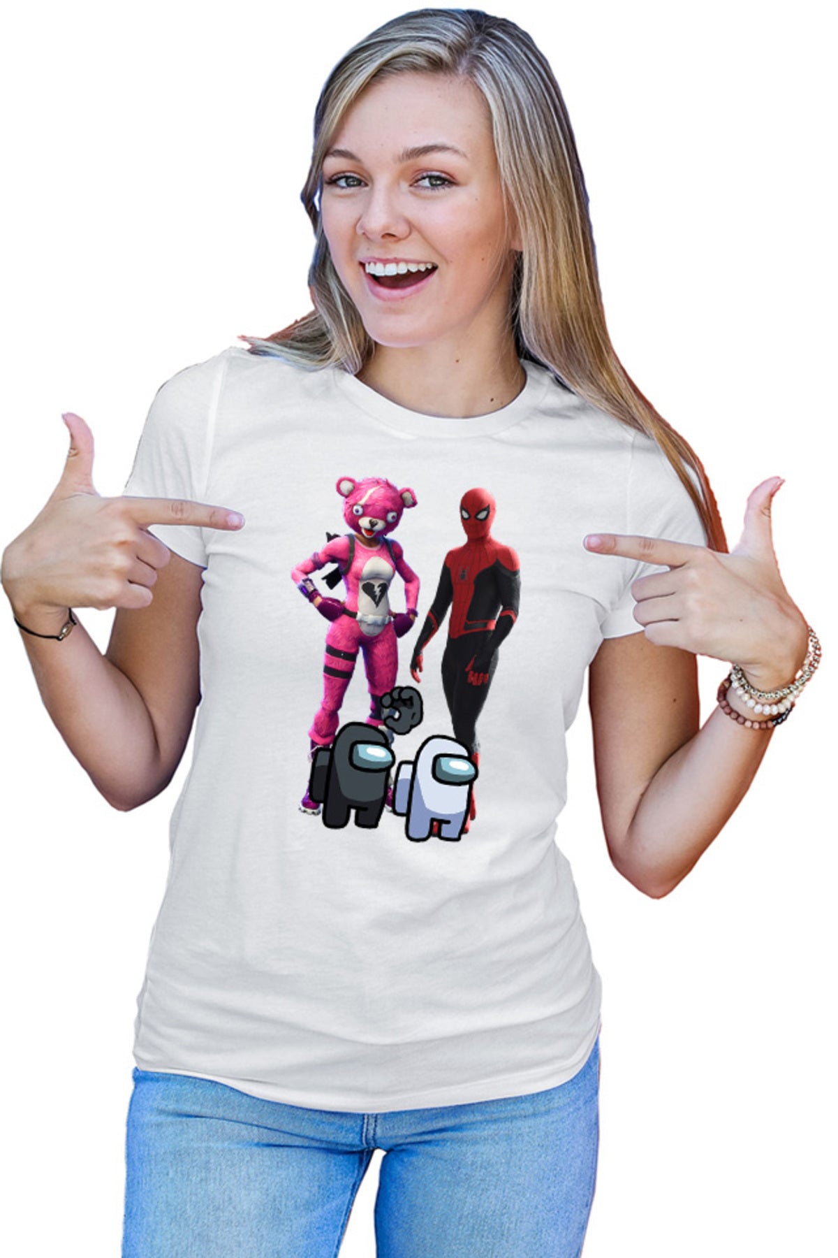 Tricou dama Fortnite Pink Rabbit Skin Easter Event Spiderman Cool