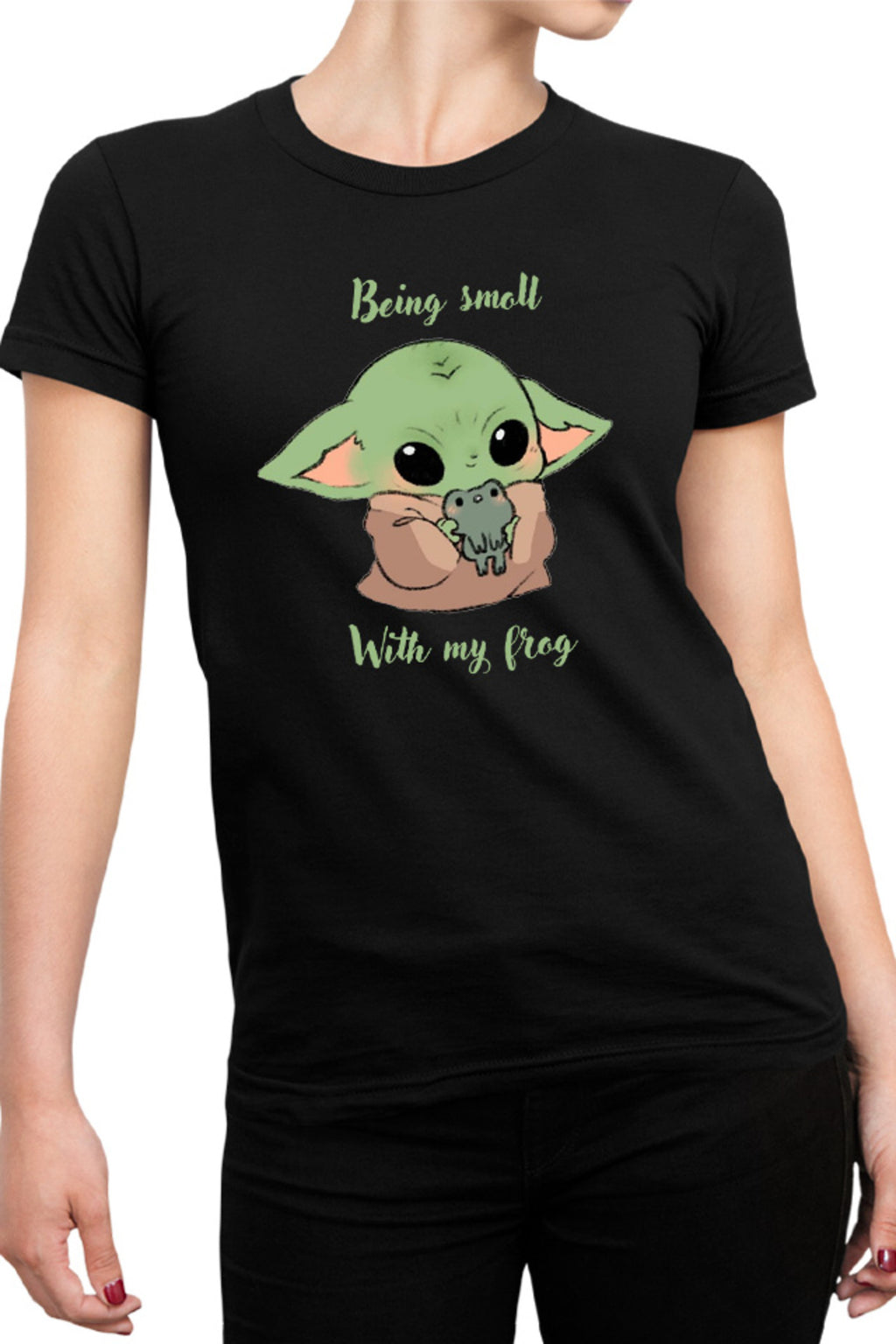 Tricou dama Baby Yoda Frog Eat Kawaii