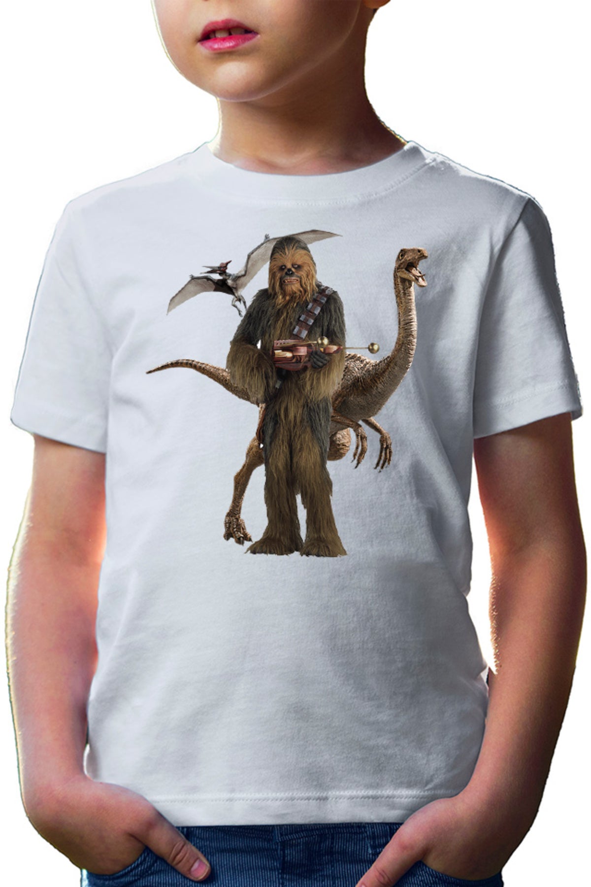 Tricou copii Star Wars Chewbacca T-Rex Flying Dinossaur