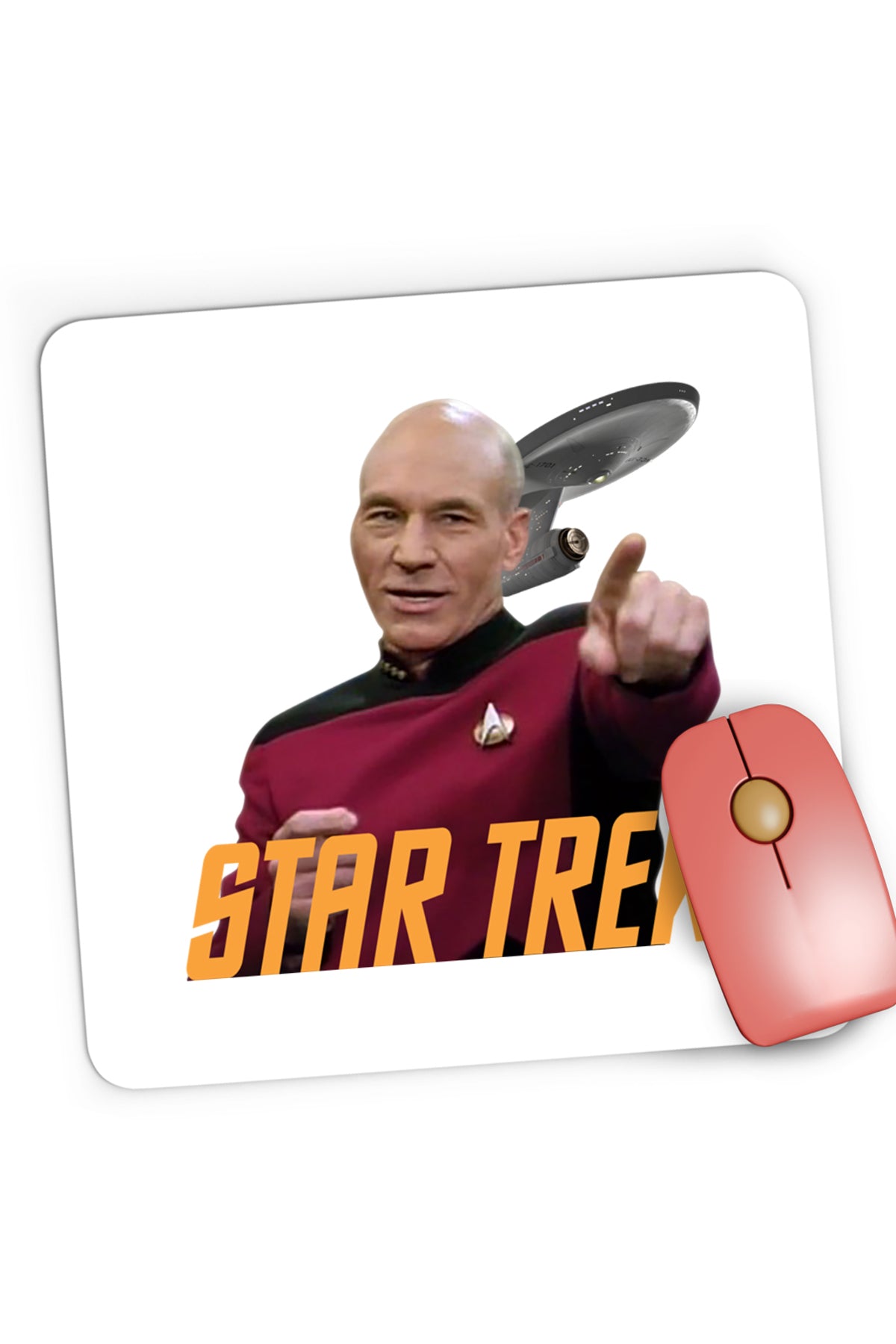 Mousepad Gaming Star Trek Jean-Luc Picard Voyager Starship, 21x19 cm