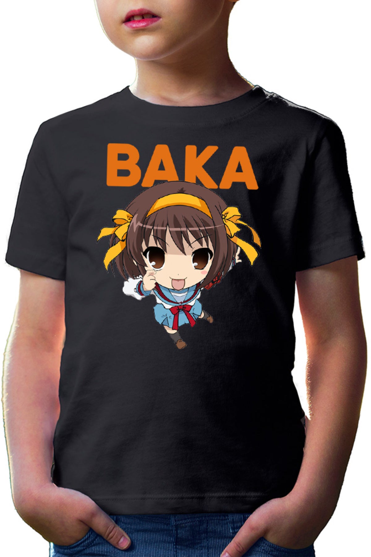 Tricou copii Haruhi Suzumiya Baka Emoji Chibi Otaku Anime Japan