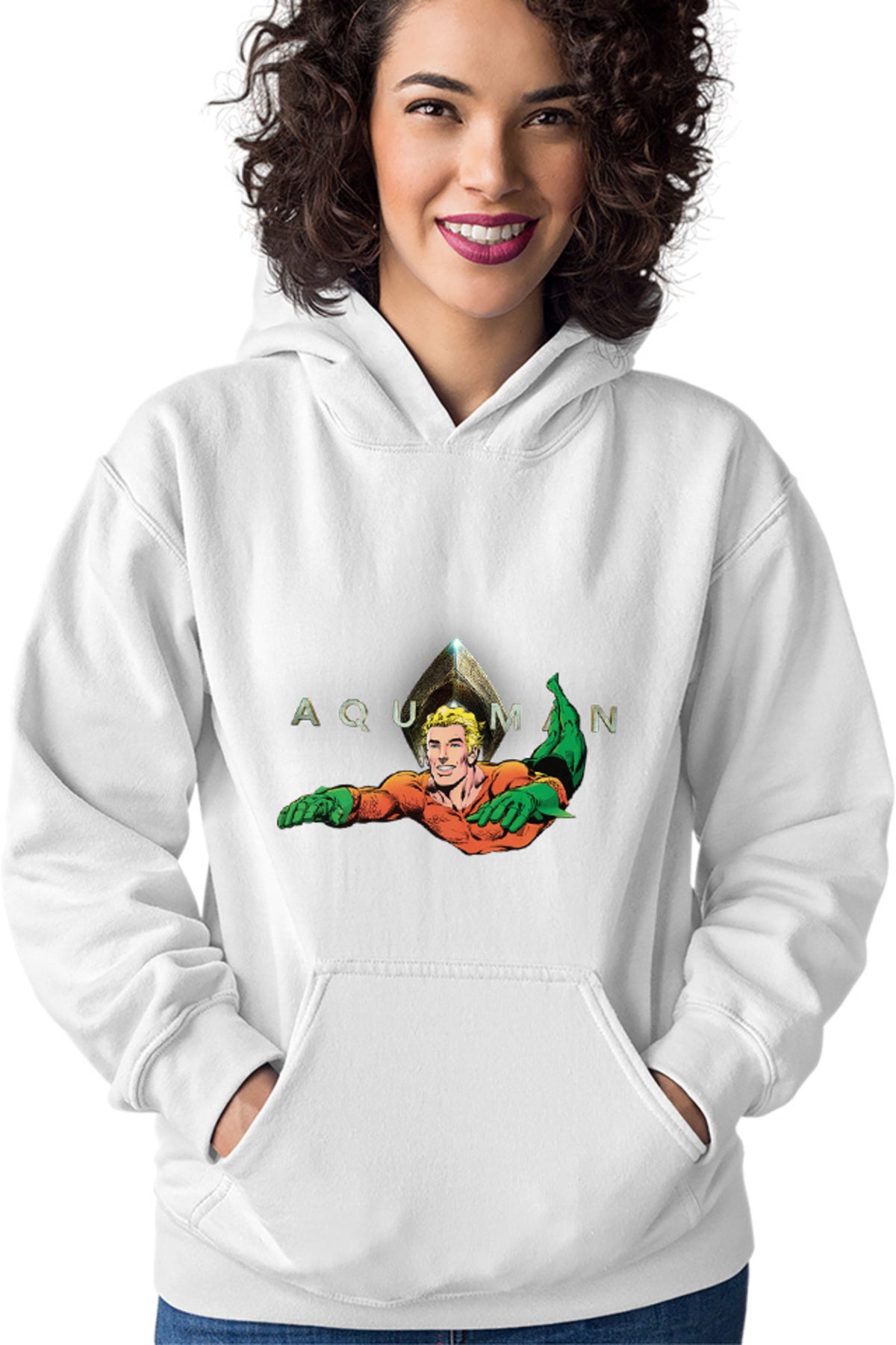 Hanorac dama Aquaman Logo Jump Water Swim Hero Strong