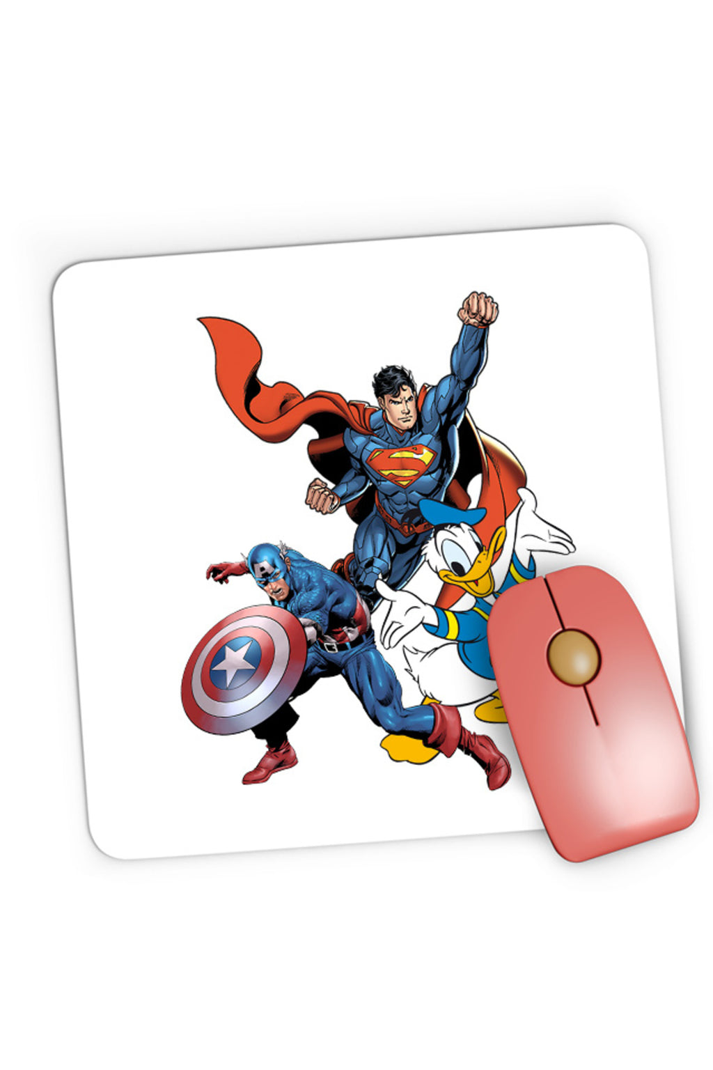 Mousepad Gaming Captain America Superman Donald Duck Hero Strong Cool, 21x19 cm