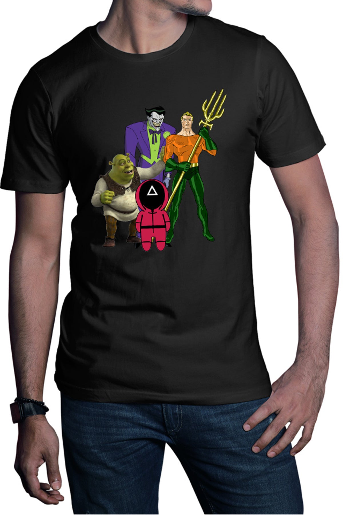 Tricou barbati Aquaman Squid Games Shrek Joker Comics Batman Marvel