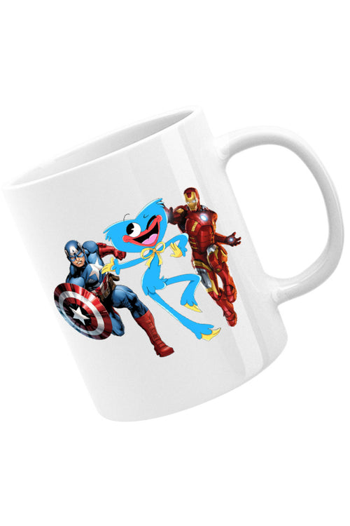 Cana Huggy Wuggy Captain America Ironman Funny Team Scary, alba, 330 ml