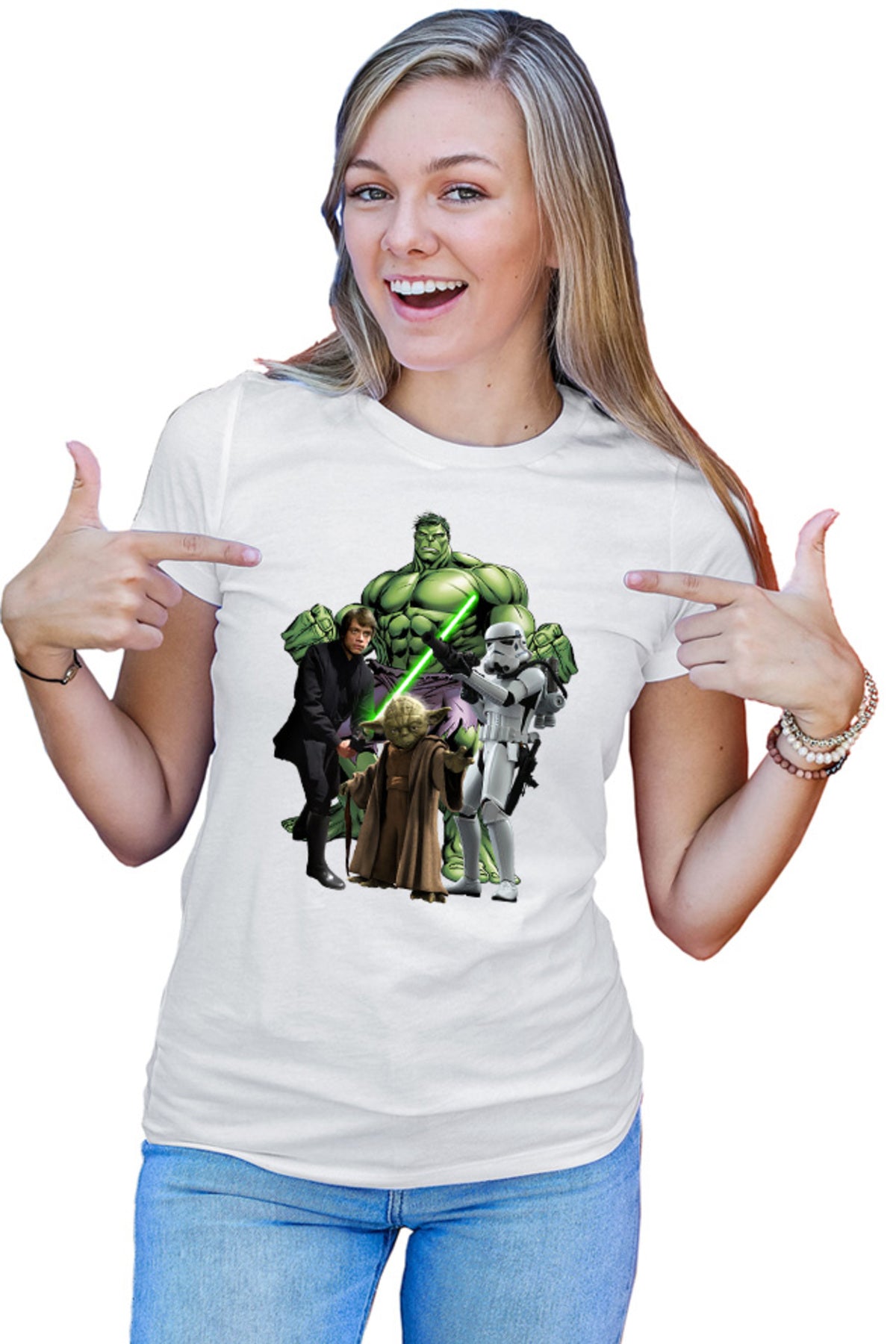 Tricou dama Star Wars Luke Skywalker Incredible Hulk Jedi Yoda