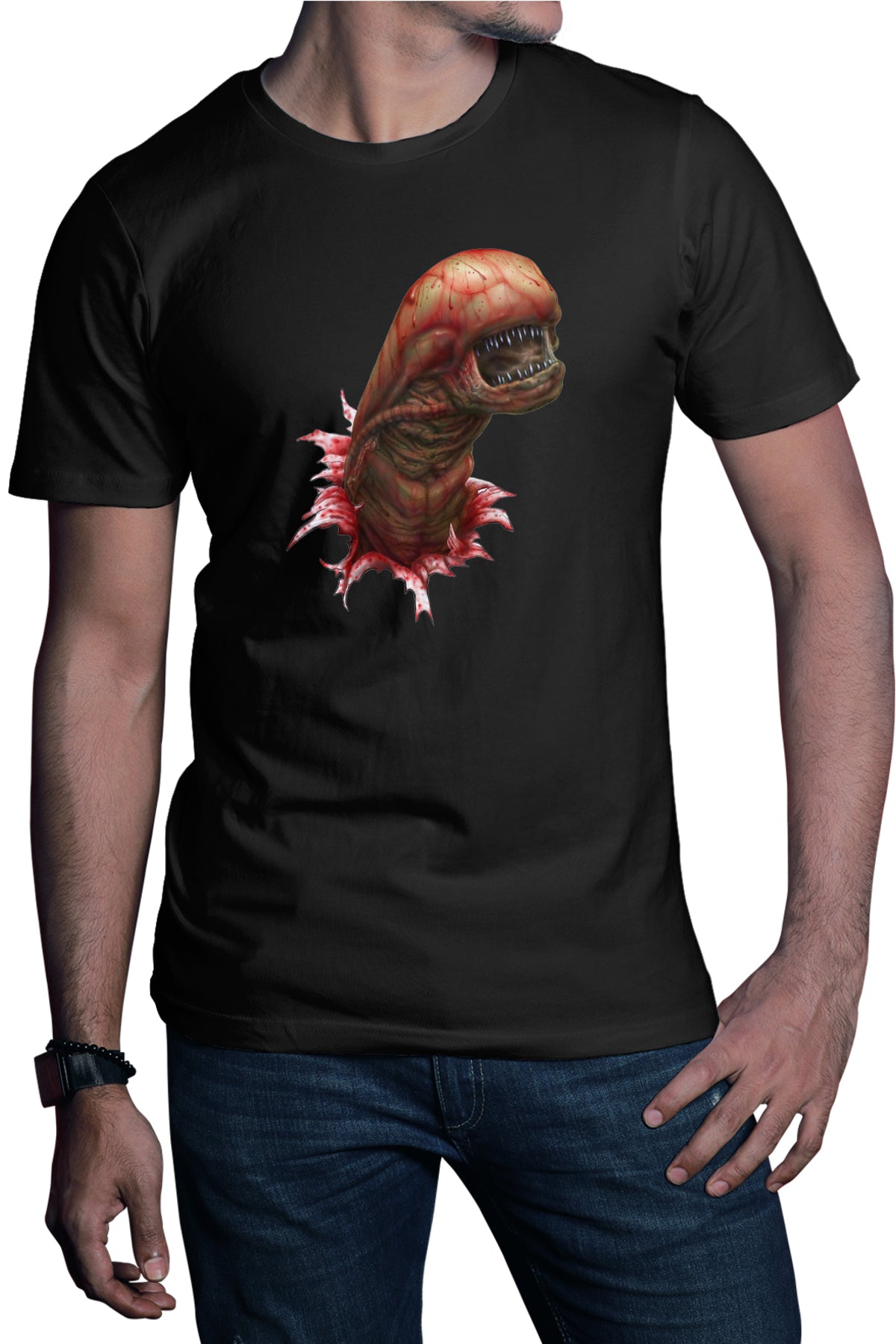 Tricou barbati Predator Alien Baby Red Monster Terminator