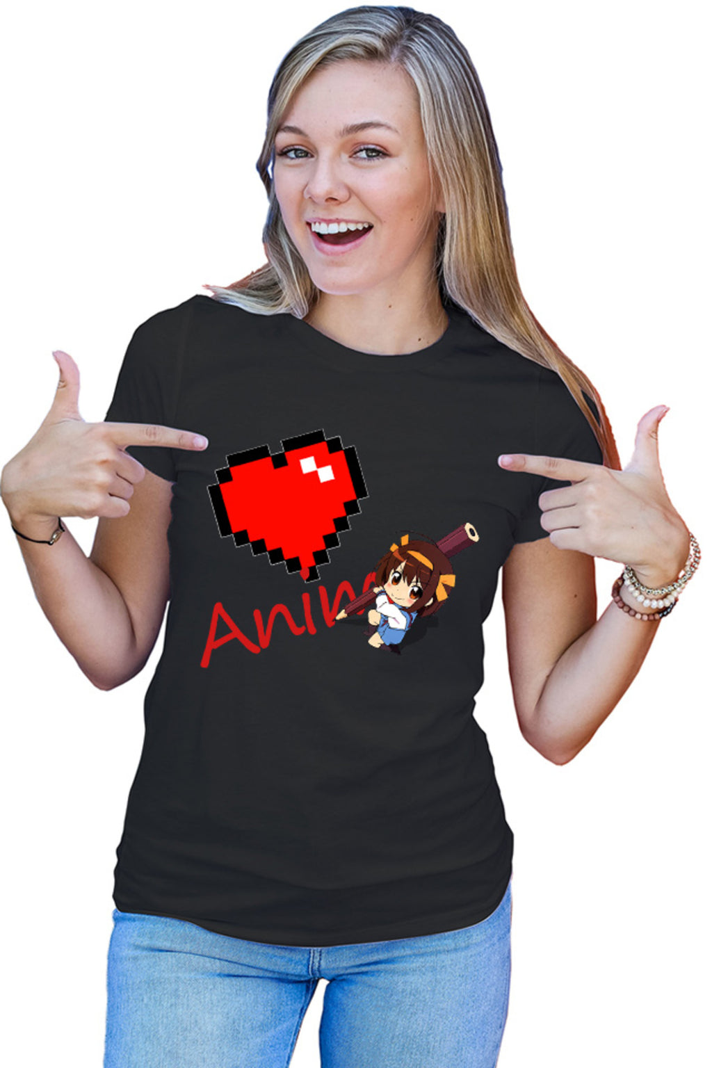 Tricou dama Haruhi Suzumiya Love Anime Minecraft Write School