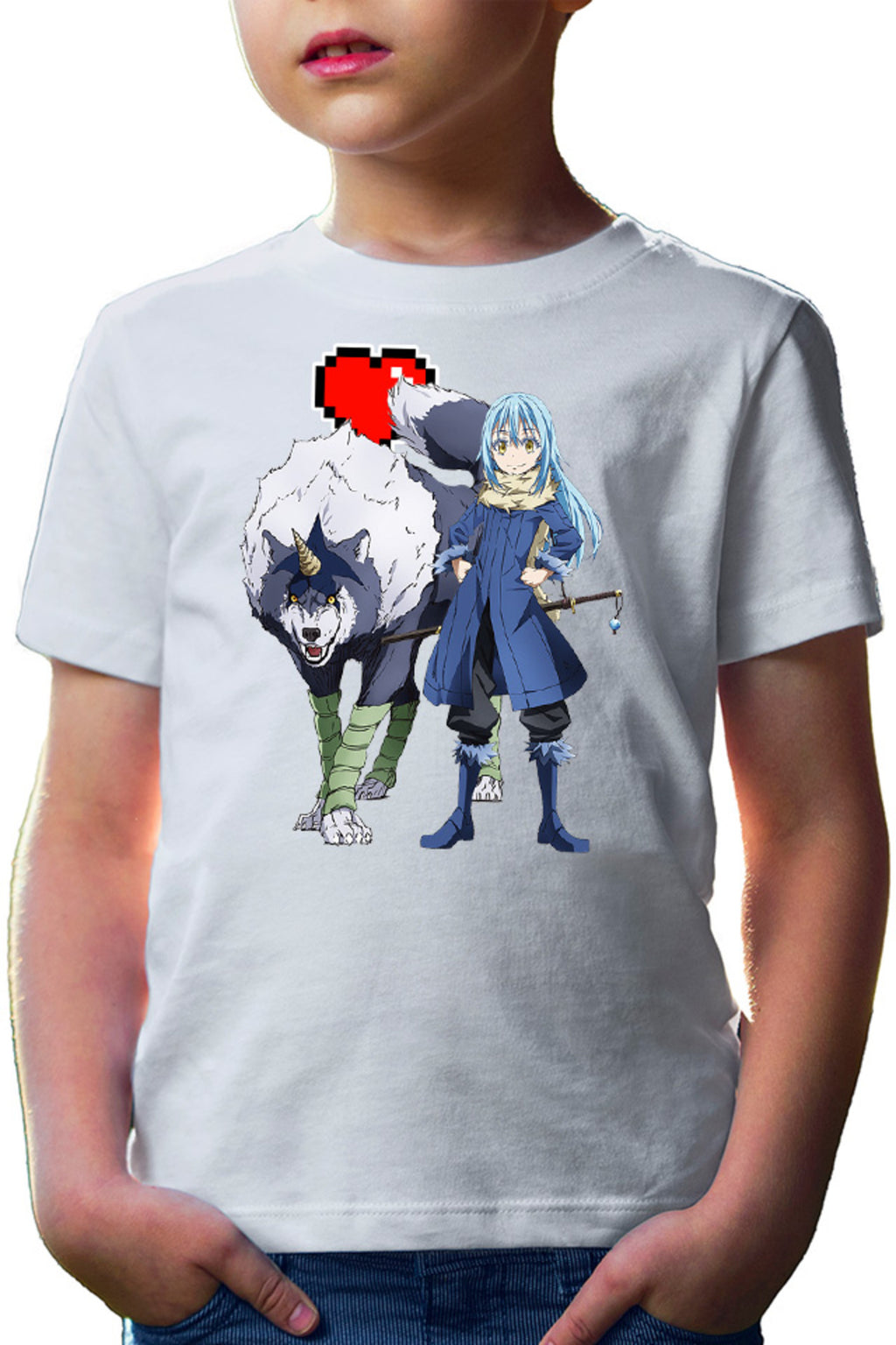Tricou copii TenSura Slime Isekai Rinmuru Ranga Minecraft Heart