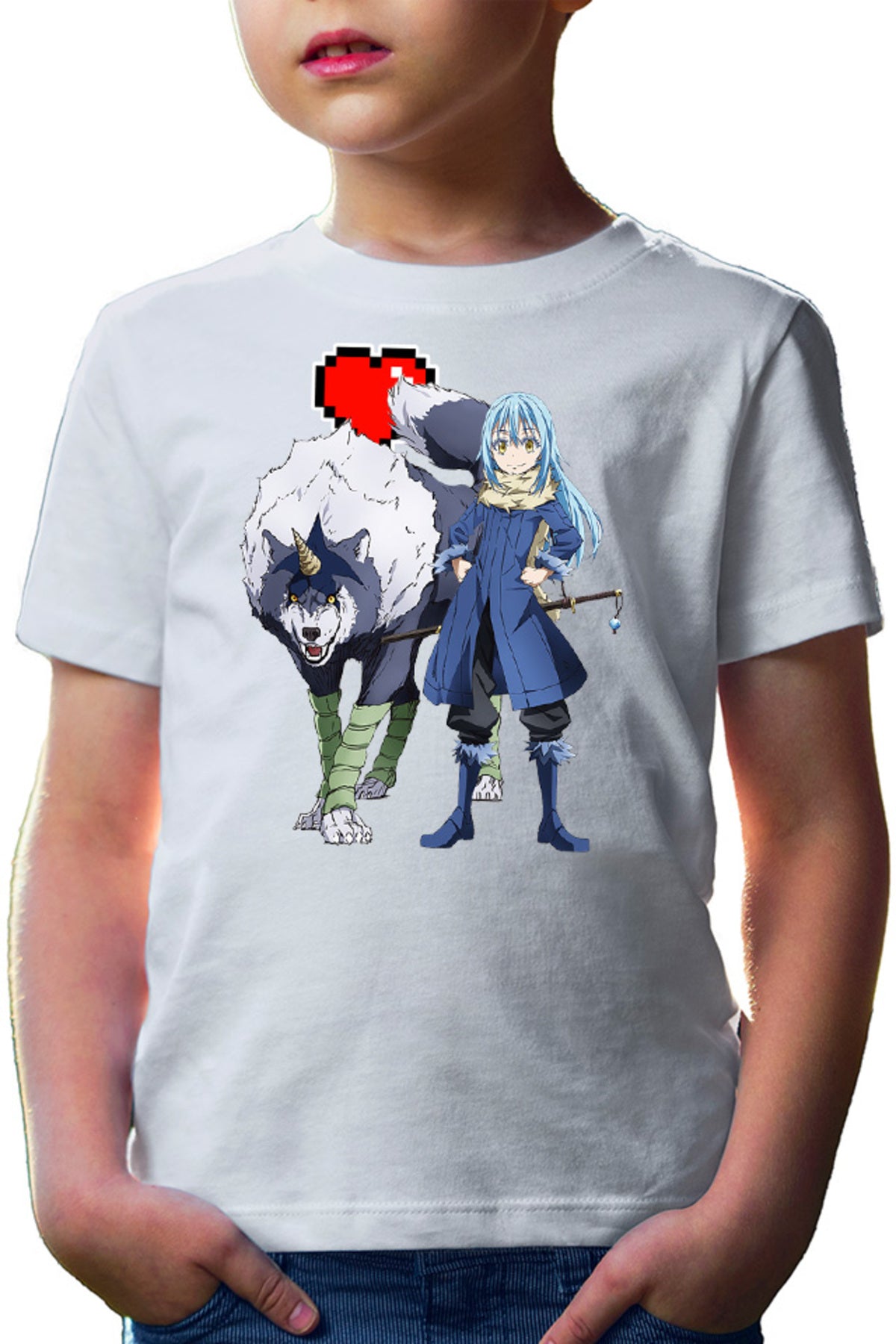 Tricou copii TenSura Slime Isekai Rinmuru Ranga Minecraft Heart