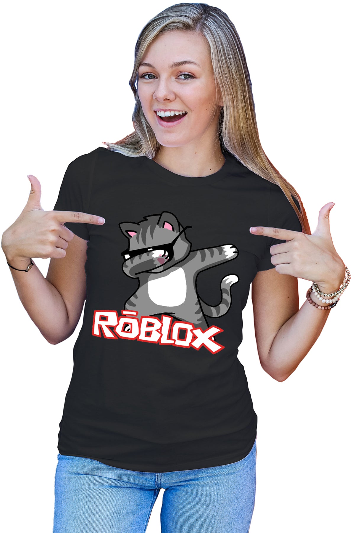 Tricou dama Roblox Cat Kitten Fortnite Dab Vip