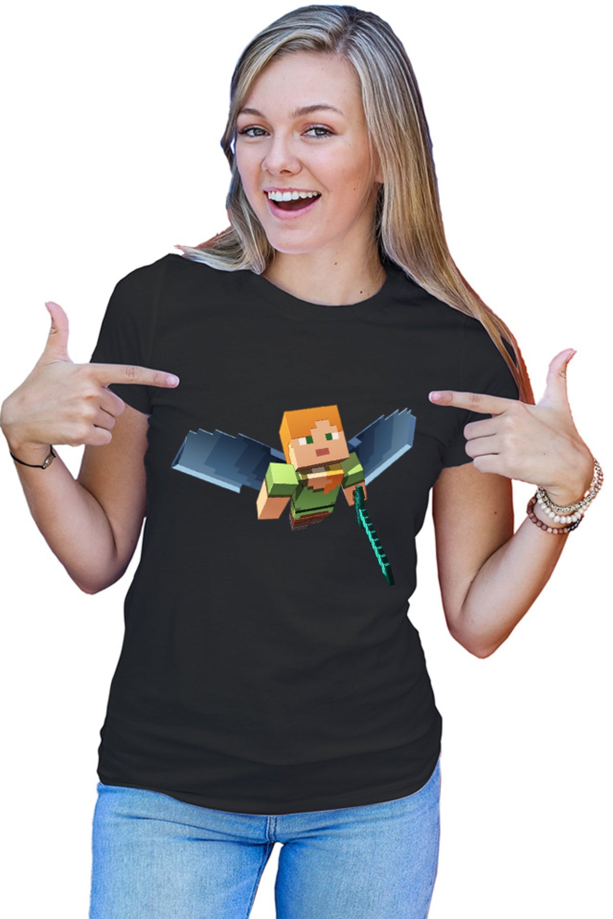 Tricou dama Minecraft Elytra Nether End Fly Dragon End Game