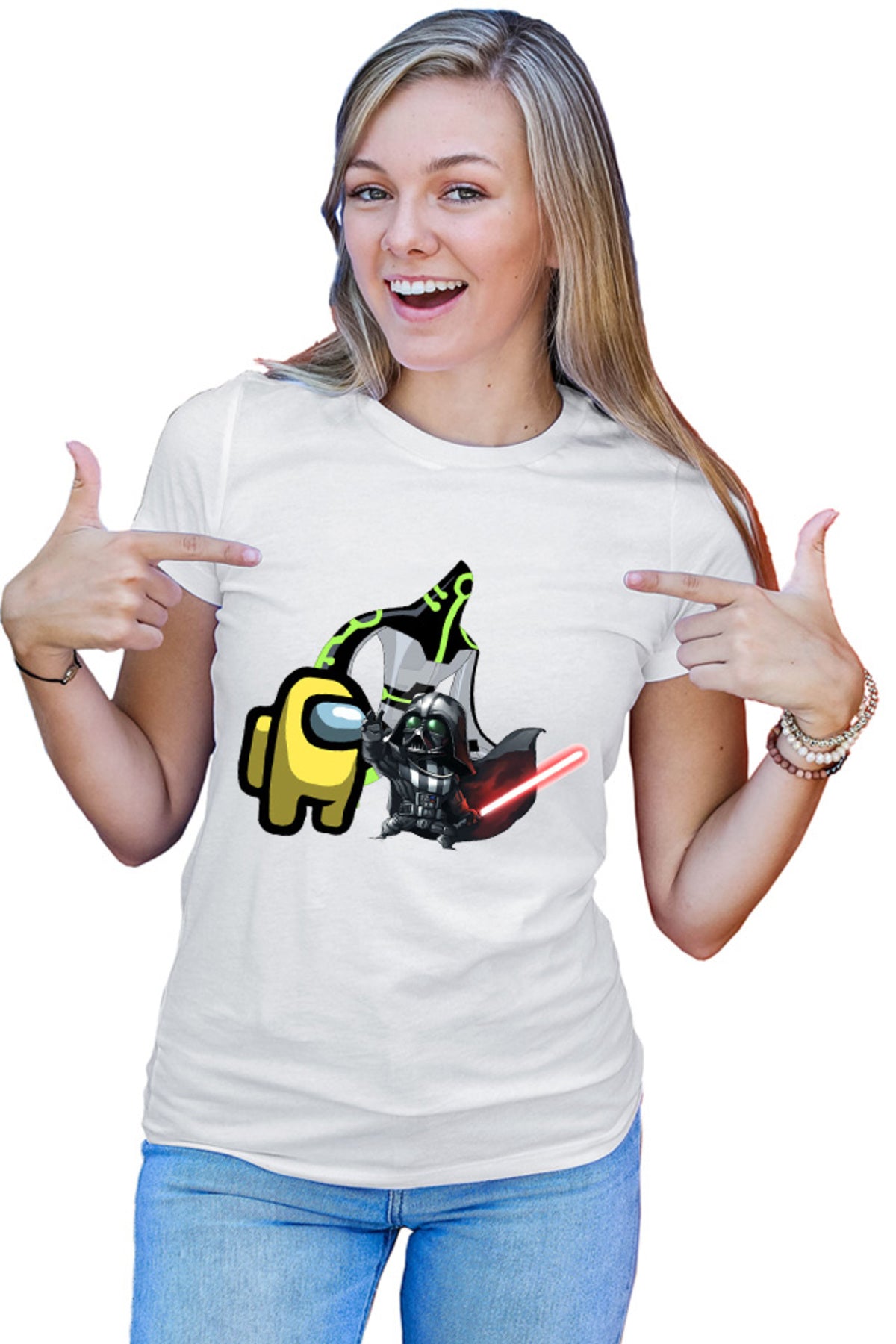 Tricou dama Ben 10 Among Us Crew Member Darth Vader Immortality Chibi