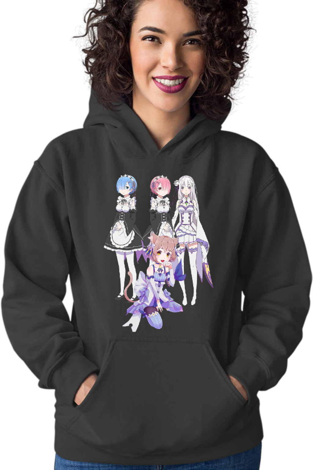 Hanorac dama Re zero REM RAM Emilia Felix Cat Waifu Yandere Doki Doki