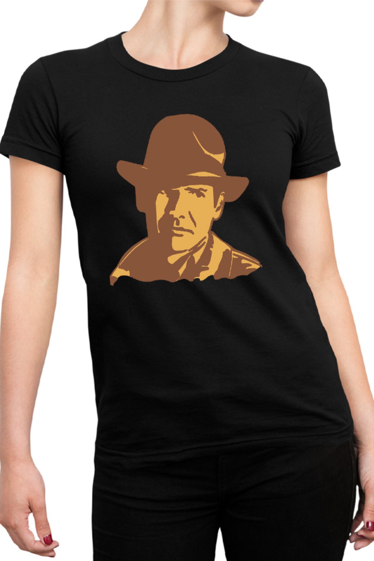 Tricou dama Indiana Jones Portret Art Wolfgang Hohlbein
