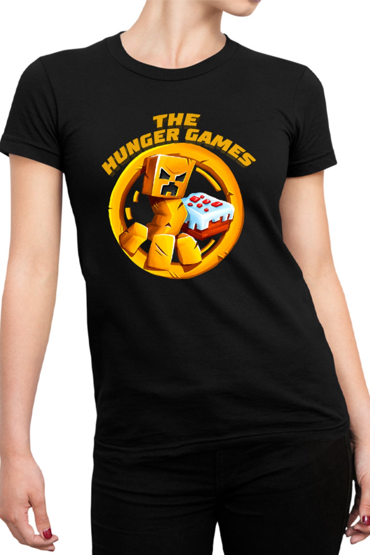 Tricou dama The Hunger Games Minecraft Logo Cake Creeper