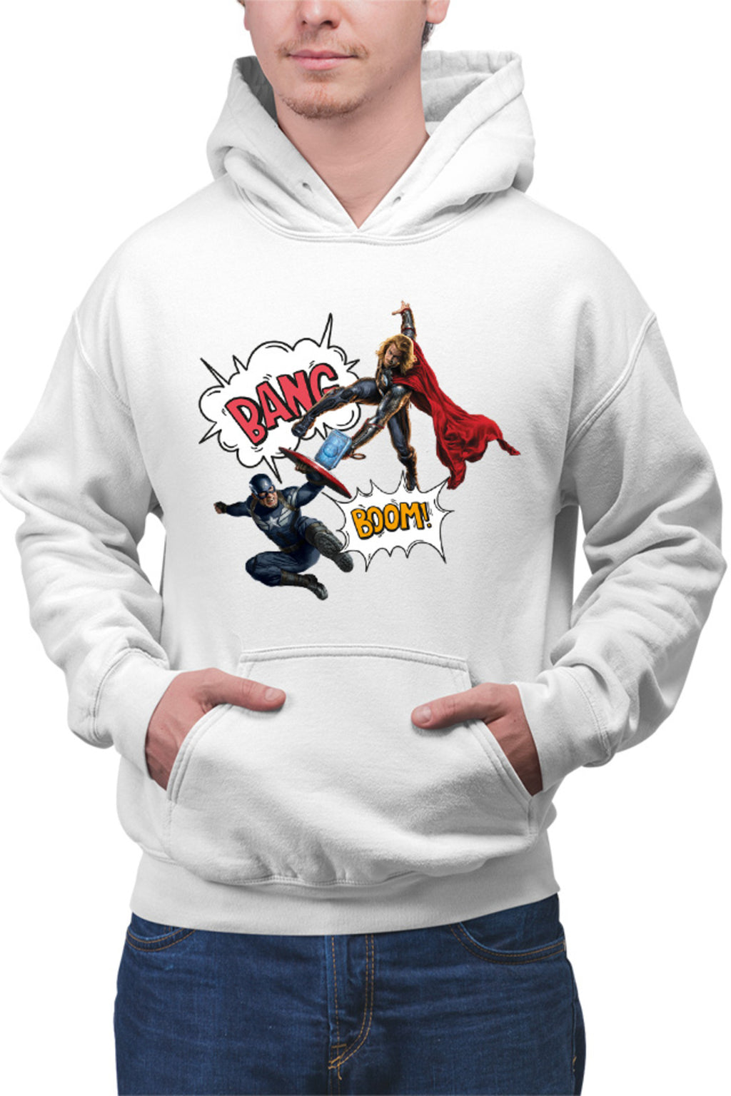 Hanorac barbati Thor Captain America Fight Shield Hammer Comics Balloons
