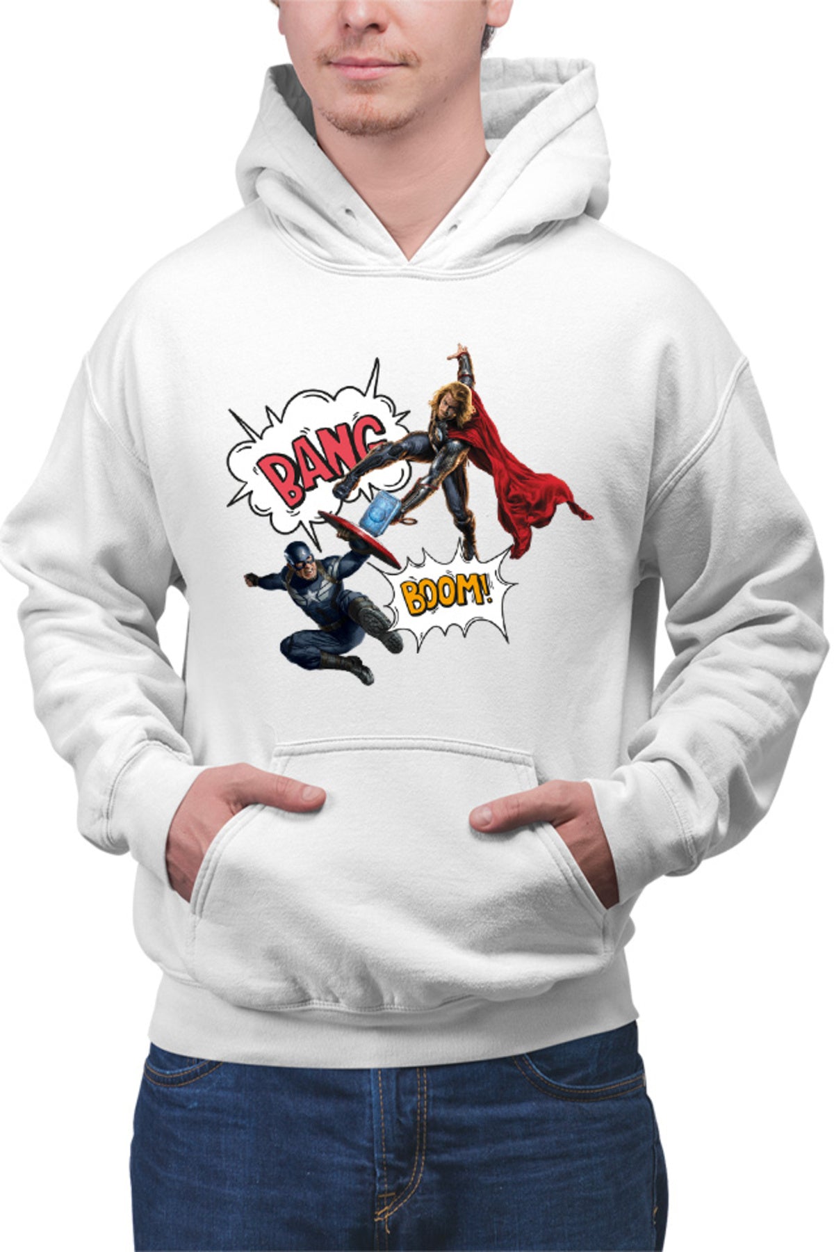 Hanorac barbati Thor Captain America Fight Shield Hammer Comics Balloons