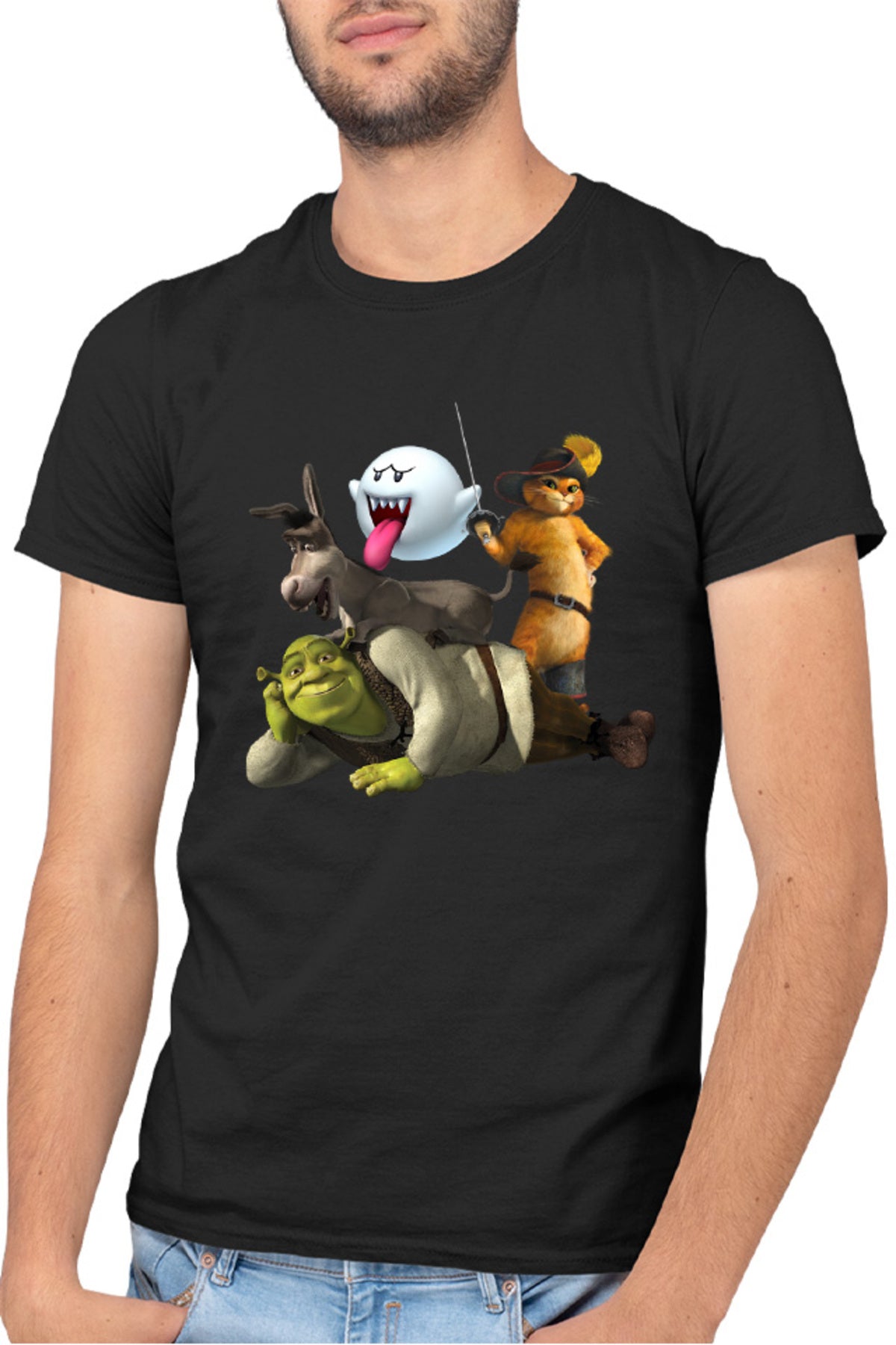 Tricou barbati Shrek Mario Cat Donkey Ghost