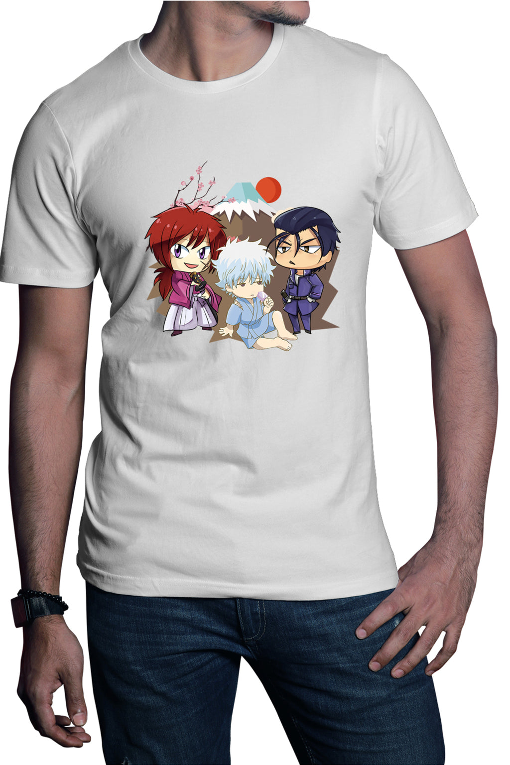 Tricou barbati Rurouni Kenshin Chibi Trio Kenshin Gintoki Hajime