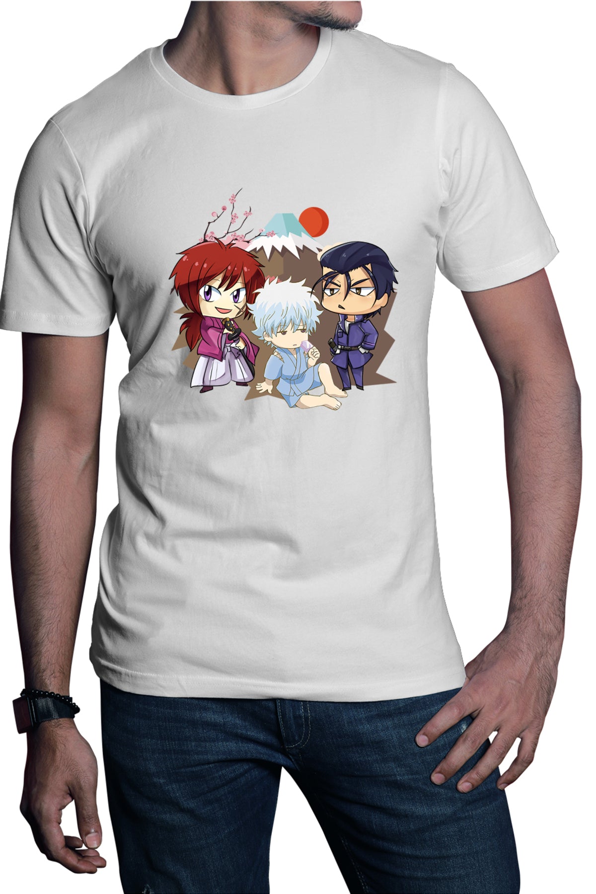 Tricou barbati Rurouni Kenshin Chibi Trio Kenshin Gintoki Hajime