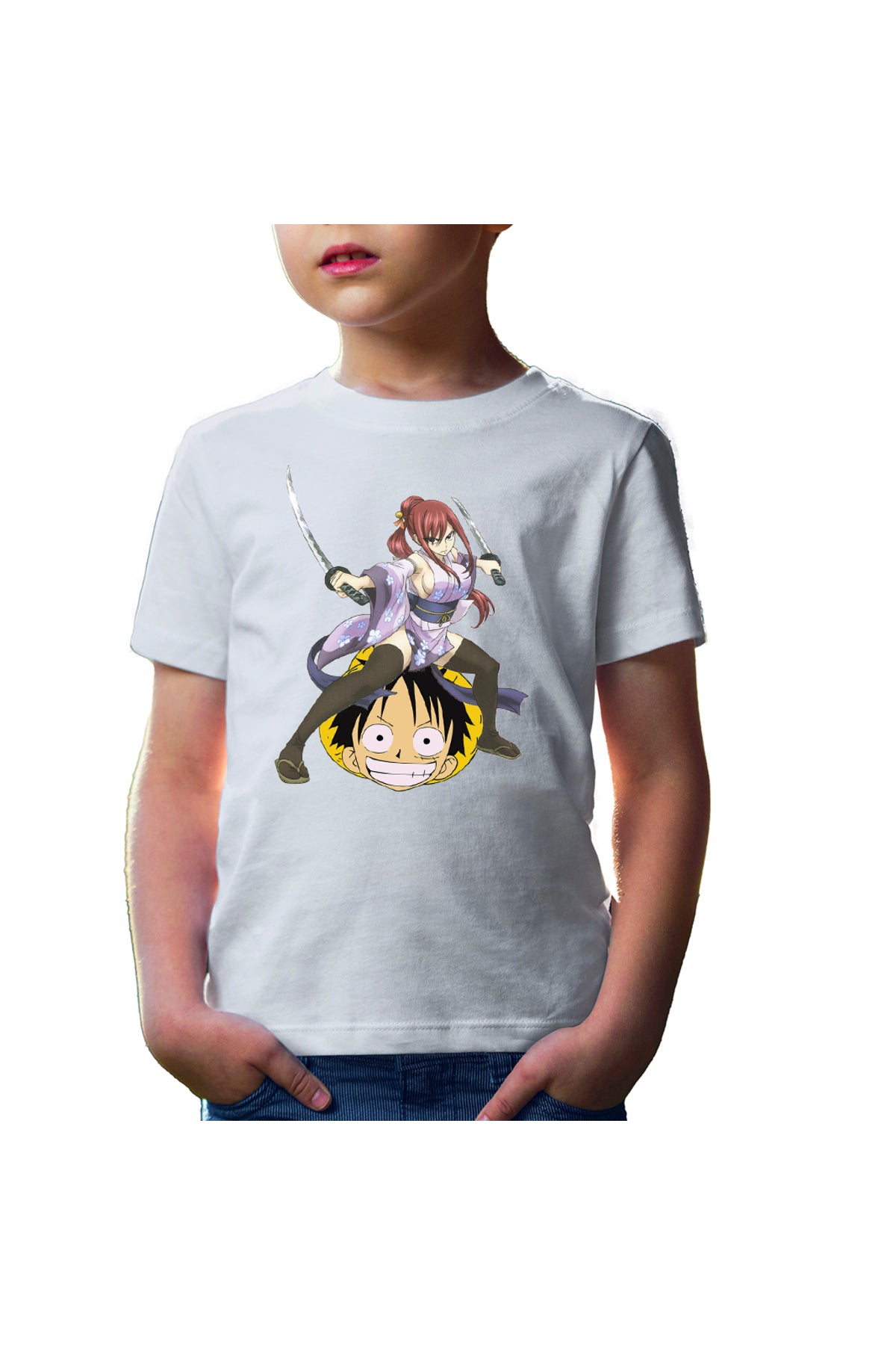 Tricou copii Fairy Tail Erza Scarlet One Piece Luffy Anime Couple