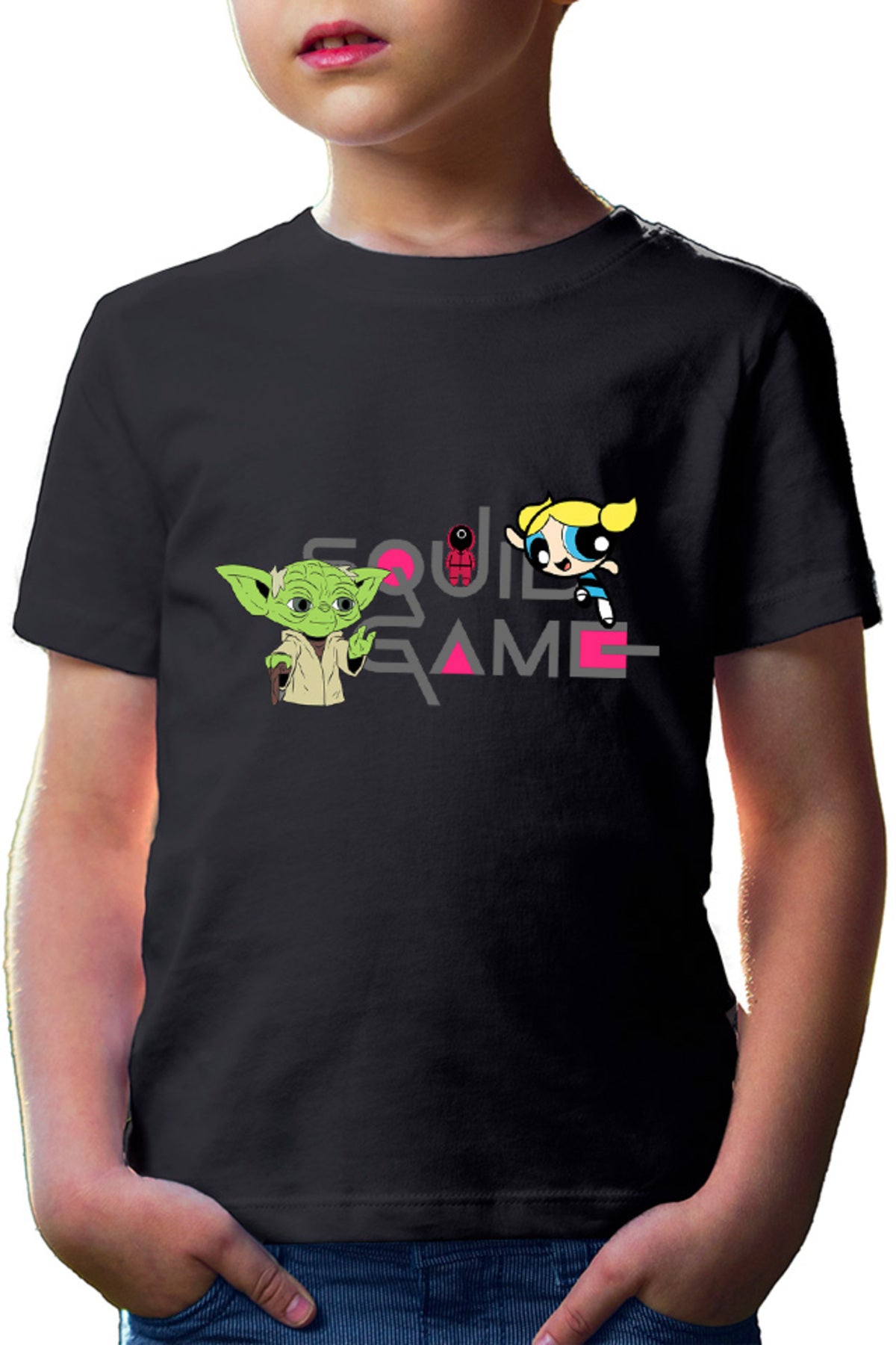 Tricou copii Squid Game Bubble Yoda Master