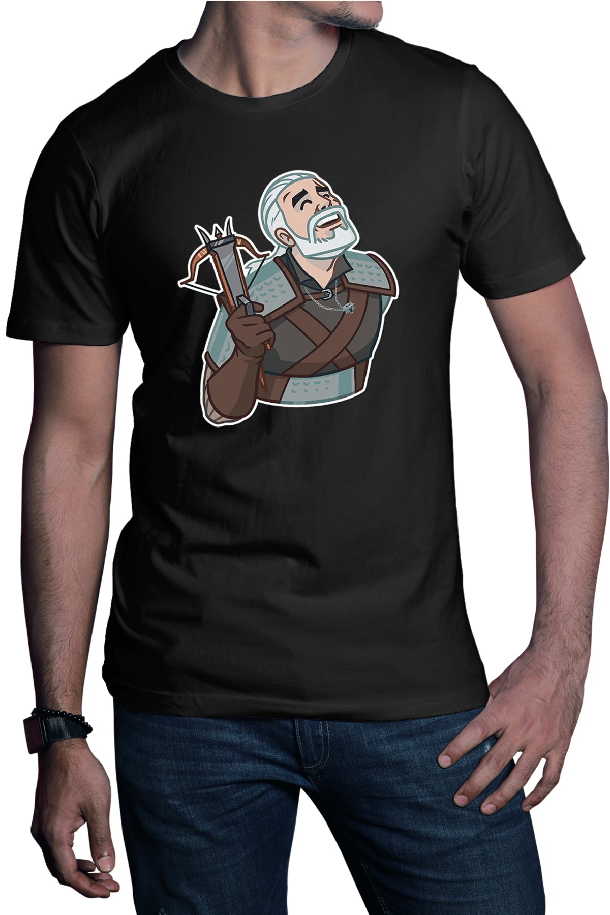 Tricou barbati The Witcher Geralt Demon Slayer Cartoon Play