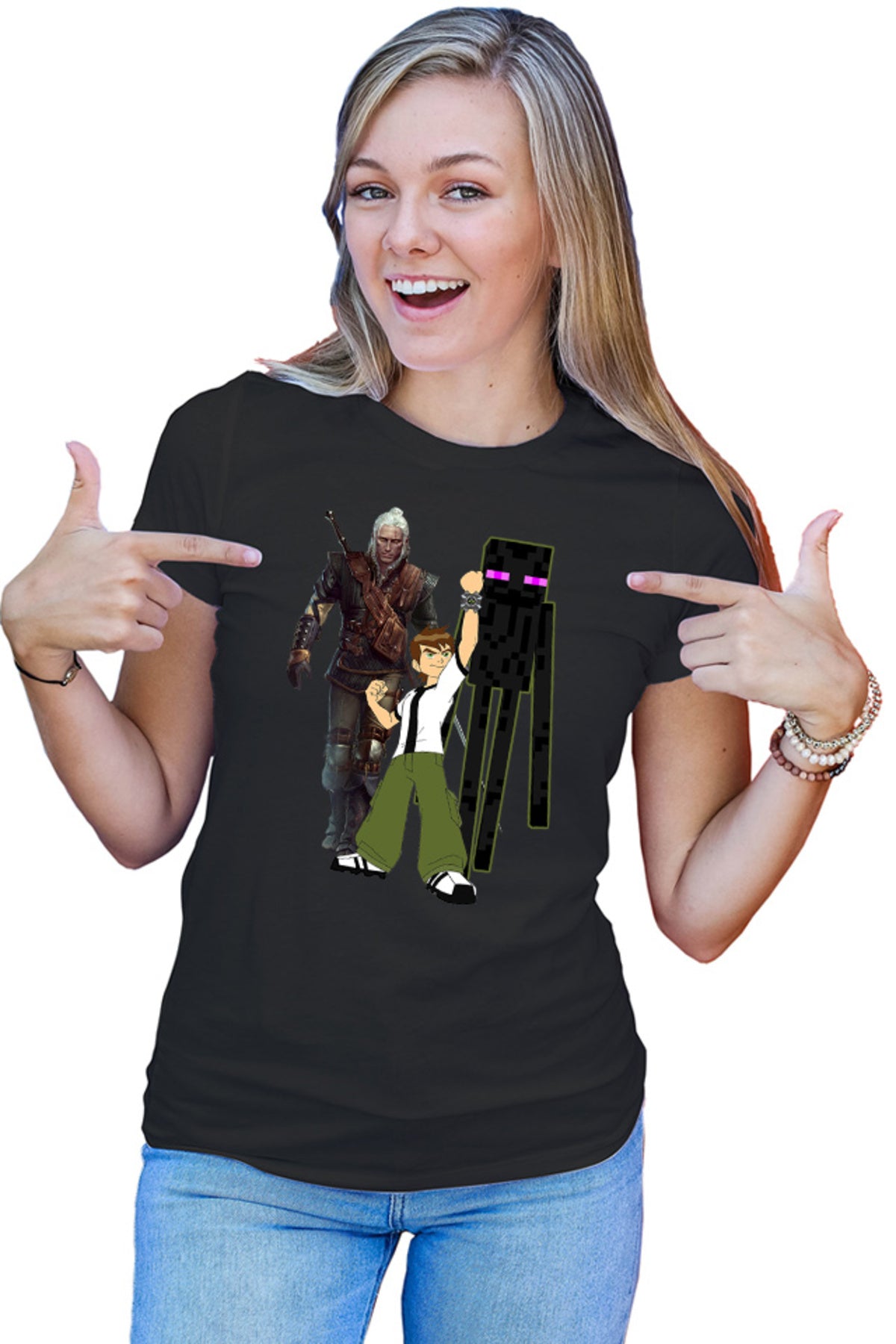 Tricou dama Ben 10 Watch Minecraft Enderman Witcher Gerald Sword
