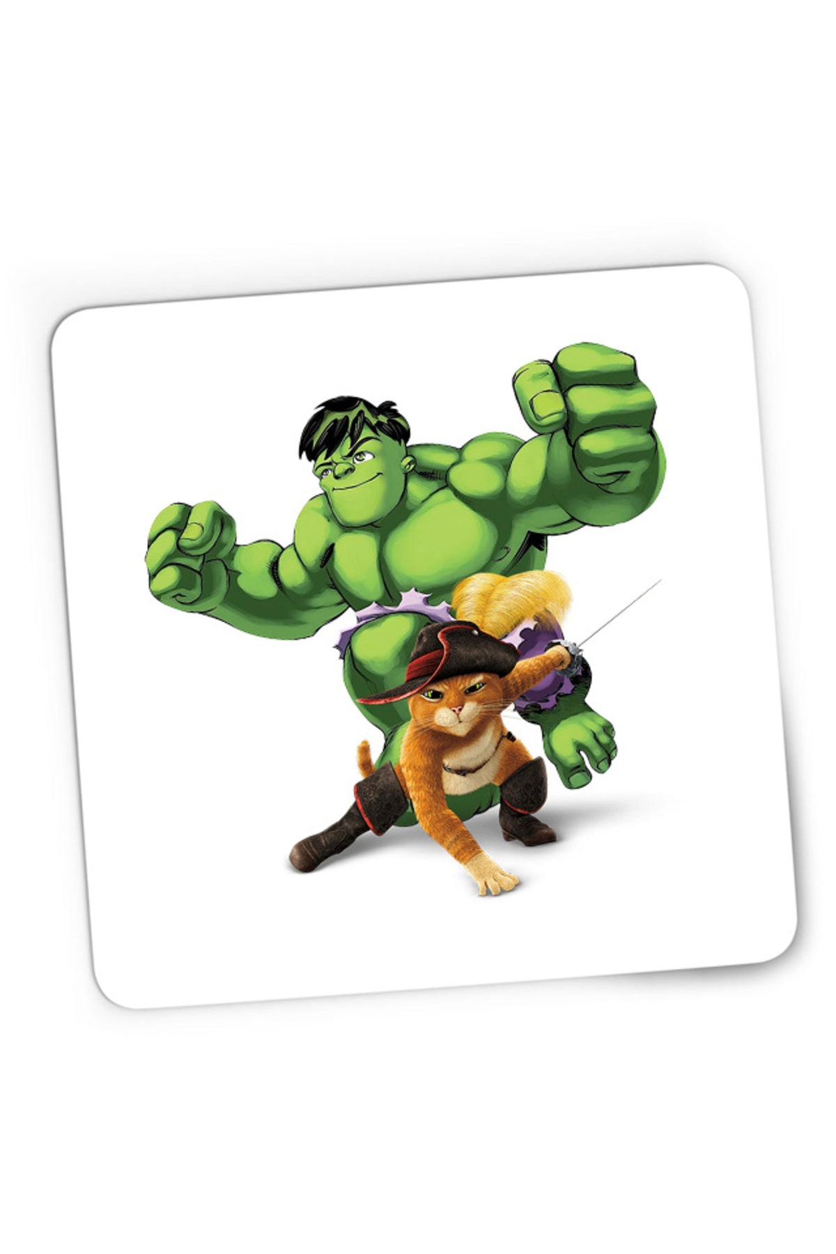 Mousepad Gaming Shrek Puss In The Boots Hulk Marvel DC Cat, 21x19 cm