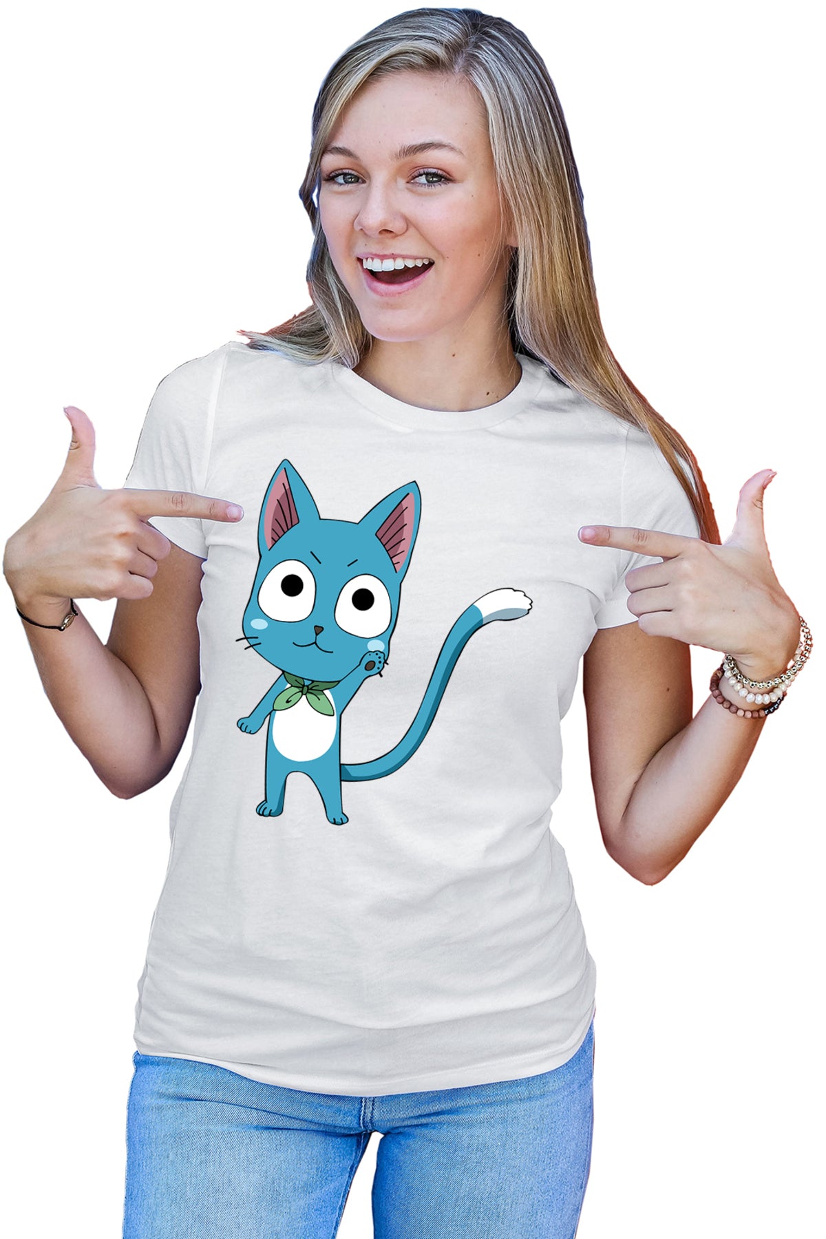 Tricou dama Fairy Tail Happy Cat Ninja City Mustang