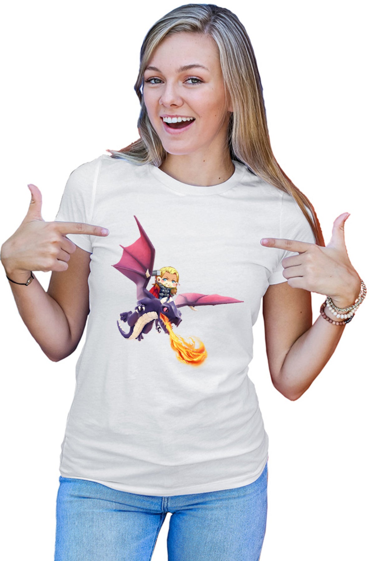 Tricou dama Clash of Clans Dragon Fire Thor Chibi Anime Version