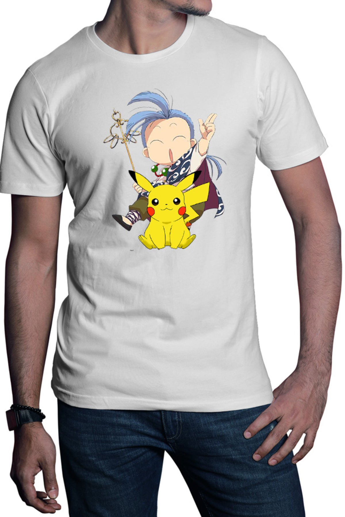 Tricou barbati Fushigi Yuugi Chichiri Chibi Pokemon Pikachu Monk